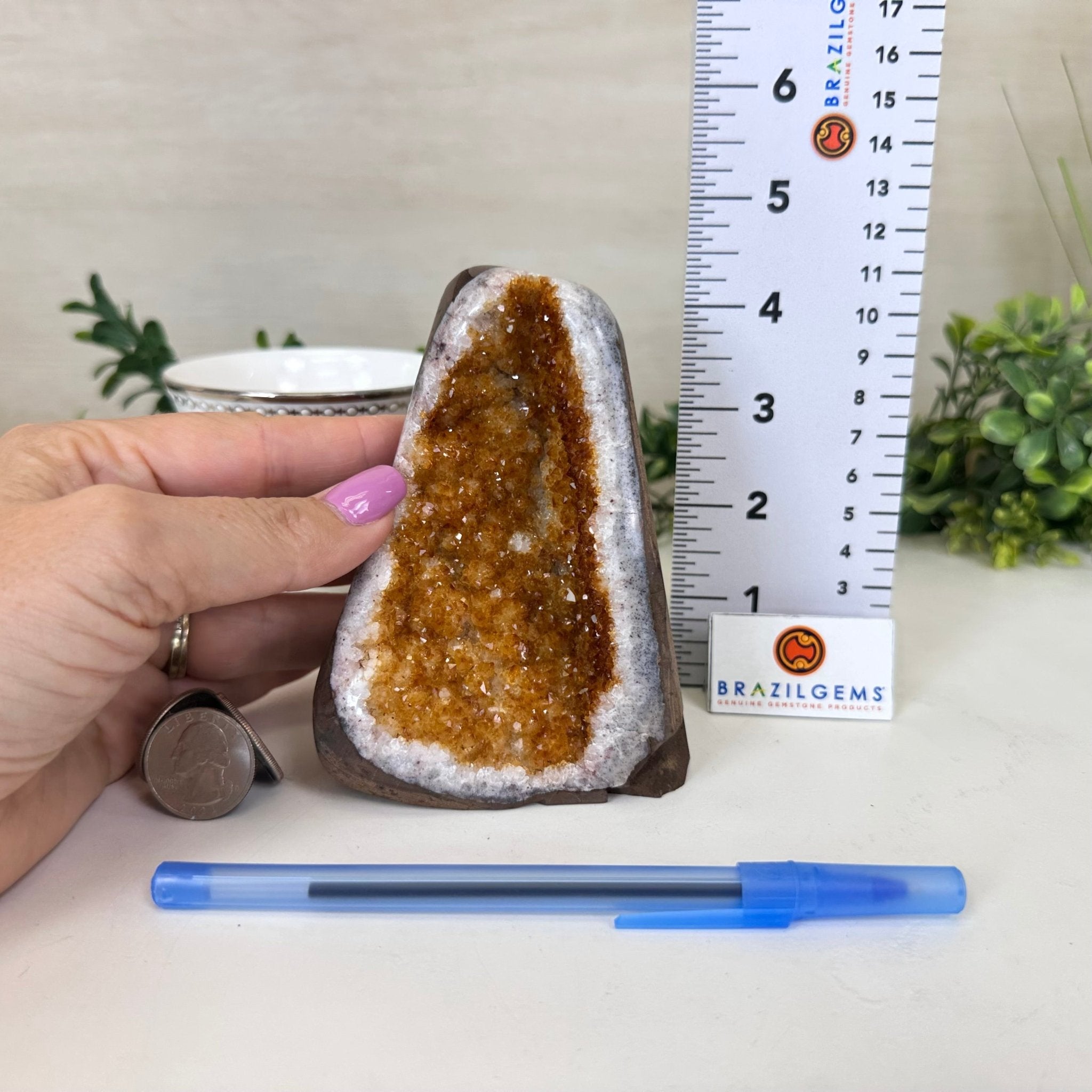 Extra Plus Quality Citrine Cluster w/ flat base, 4.5" Tall 5612 - 0228 - Brazil GemsBrazil GemsExtra Plus Quality Citrine Cluster w/ flat base, 4.5" Tall 5612 - 0228Small Clusters with Flat Bases5612 - 0228