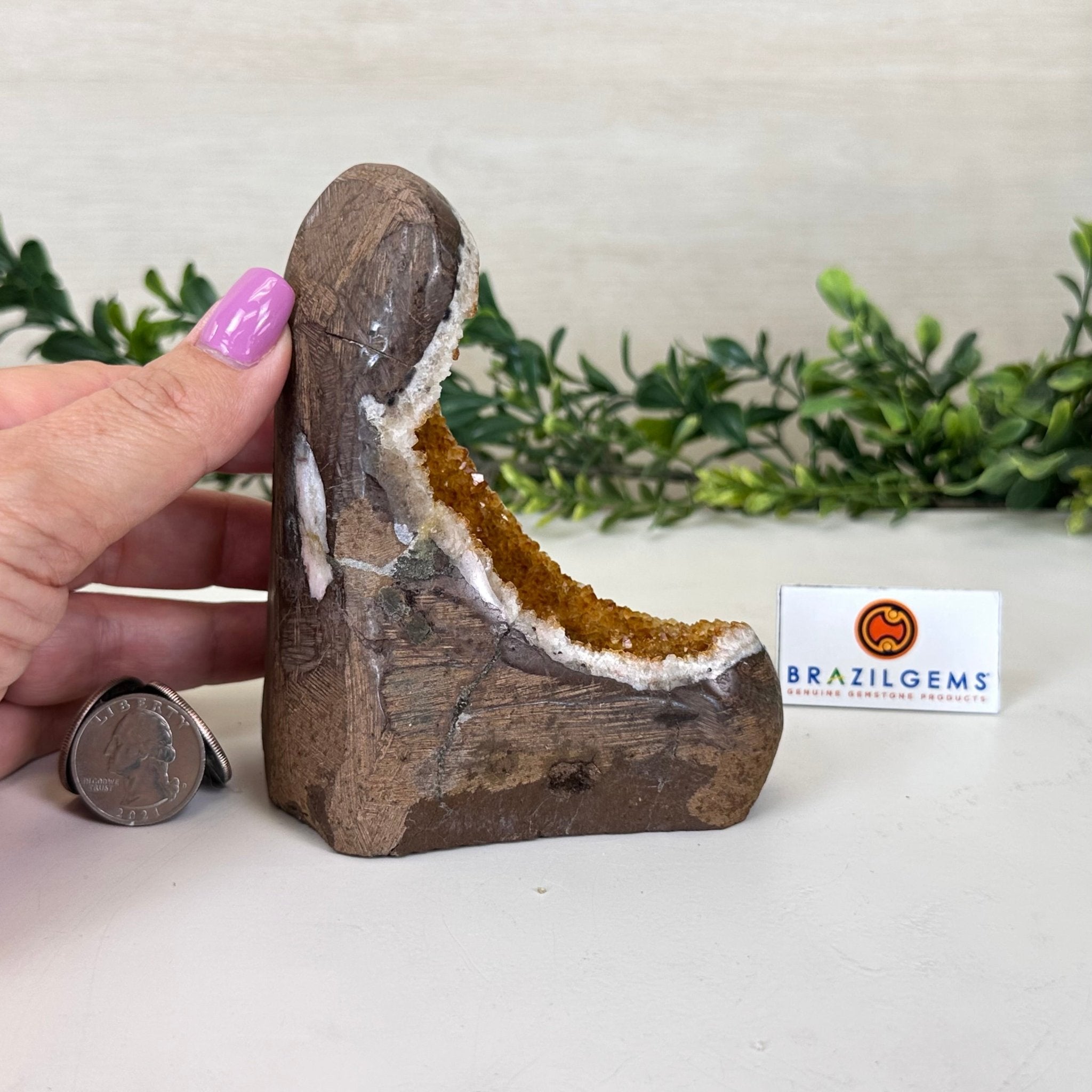 Extra Plus Quality Citrine Cluster w/ flat base, 4.6" Tall 5612 - 0215 - Brazil GemsBrazil GemsExtra Plus Quality Citrine Cluster w/ flat base, 4.6" Tall 5612 - 0215Small Clusters with Flat Bases5612 - 0215