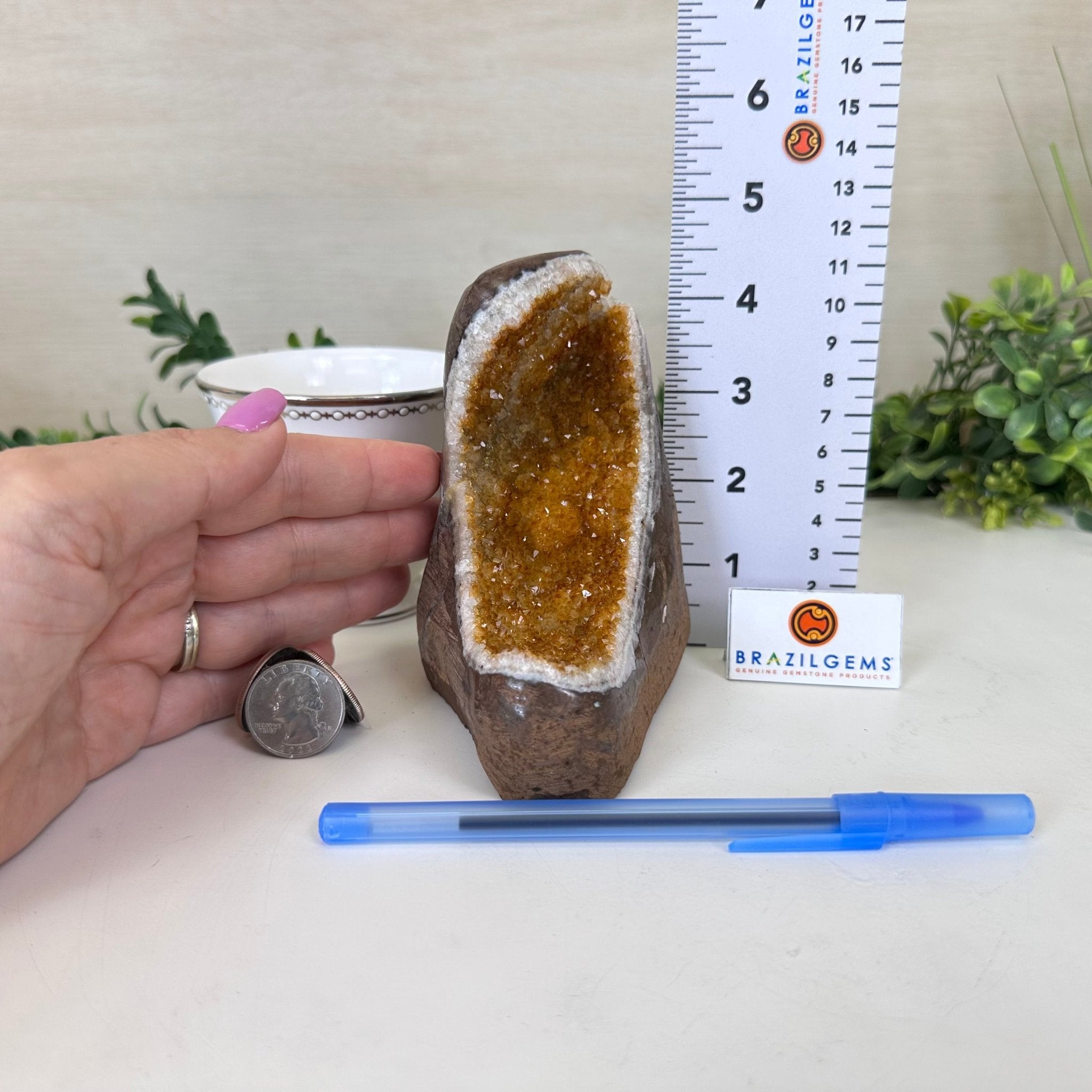Extra Plus Quality Citrine Cluster w/ flat base, 4.6" Tall 5612 - 0215 - Brazil GemsBrazil GemsExtra Plus Quality Citrine Cluster w/ flat base, 4.6" Tall 5612 - 0215Small Clusters with Flat Bases5612 - 0215