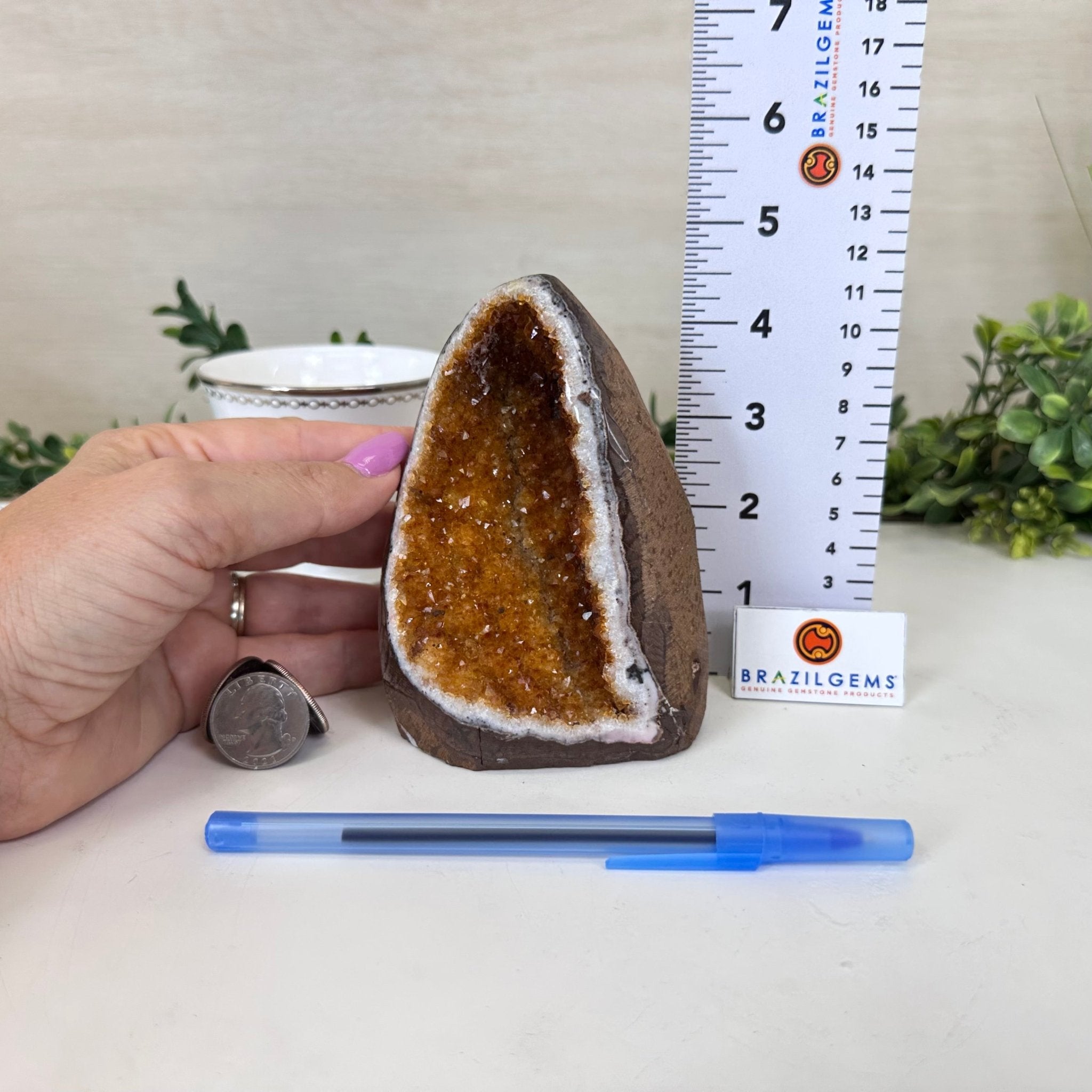 Extra Plus Quality Citrine Cluster w/ flat base, 4.7" Tall 5612 - 0224 - Brazil GemsBrazil GemsExtra Plus Quality Citrine Cluster w/ flat base, 4.7" Tall 5612 - 0224Small Clusters with Flat Bases5612 - 0224