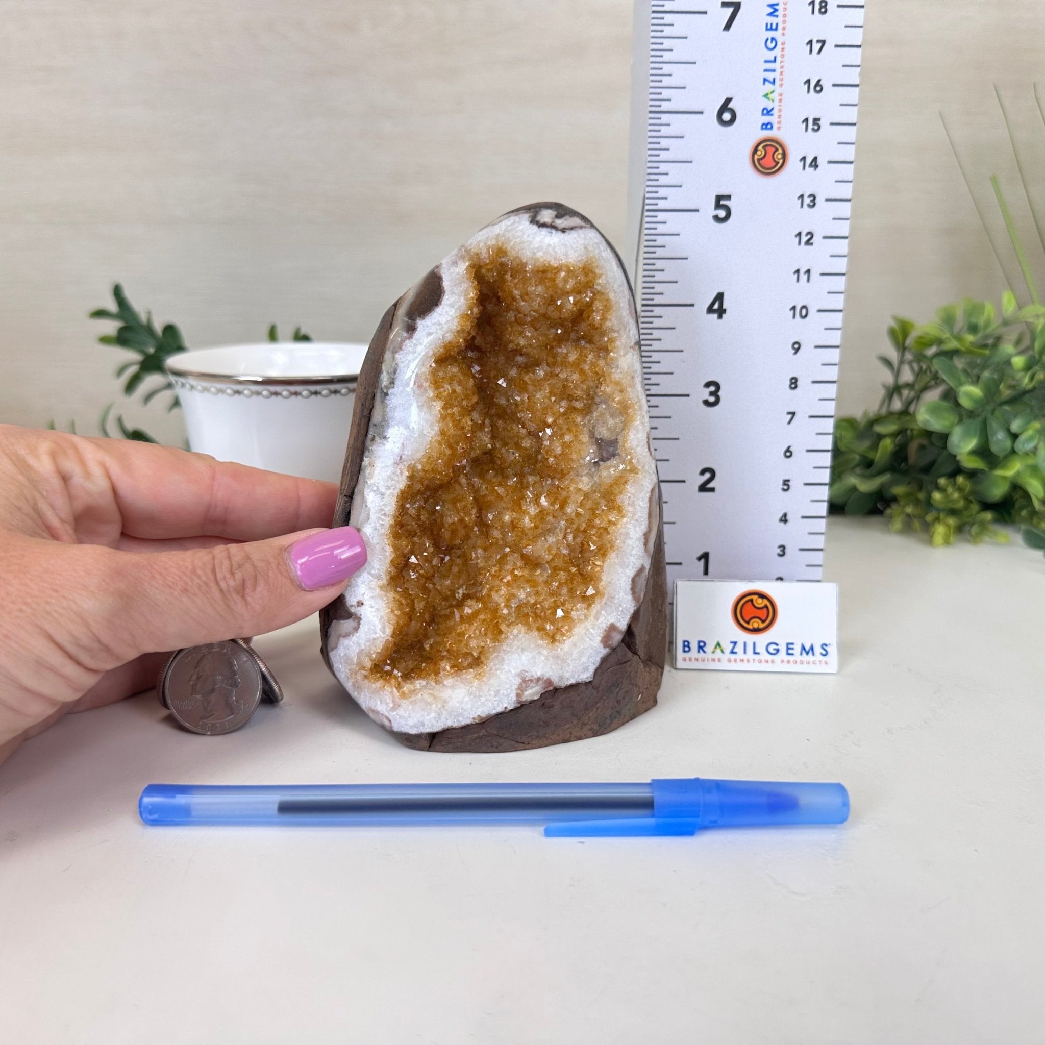 Extra Plus Quality Citrine Cluster w/ flat base, 5.1" Tall 5612 - 0237 - Brazil GemsBrazil GemsExtra Plus Quality Citrine Cluster w/ flat base, 5.1" Tall 5612 - 0237Small Clusters with Flat Bases5612 - 0237