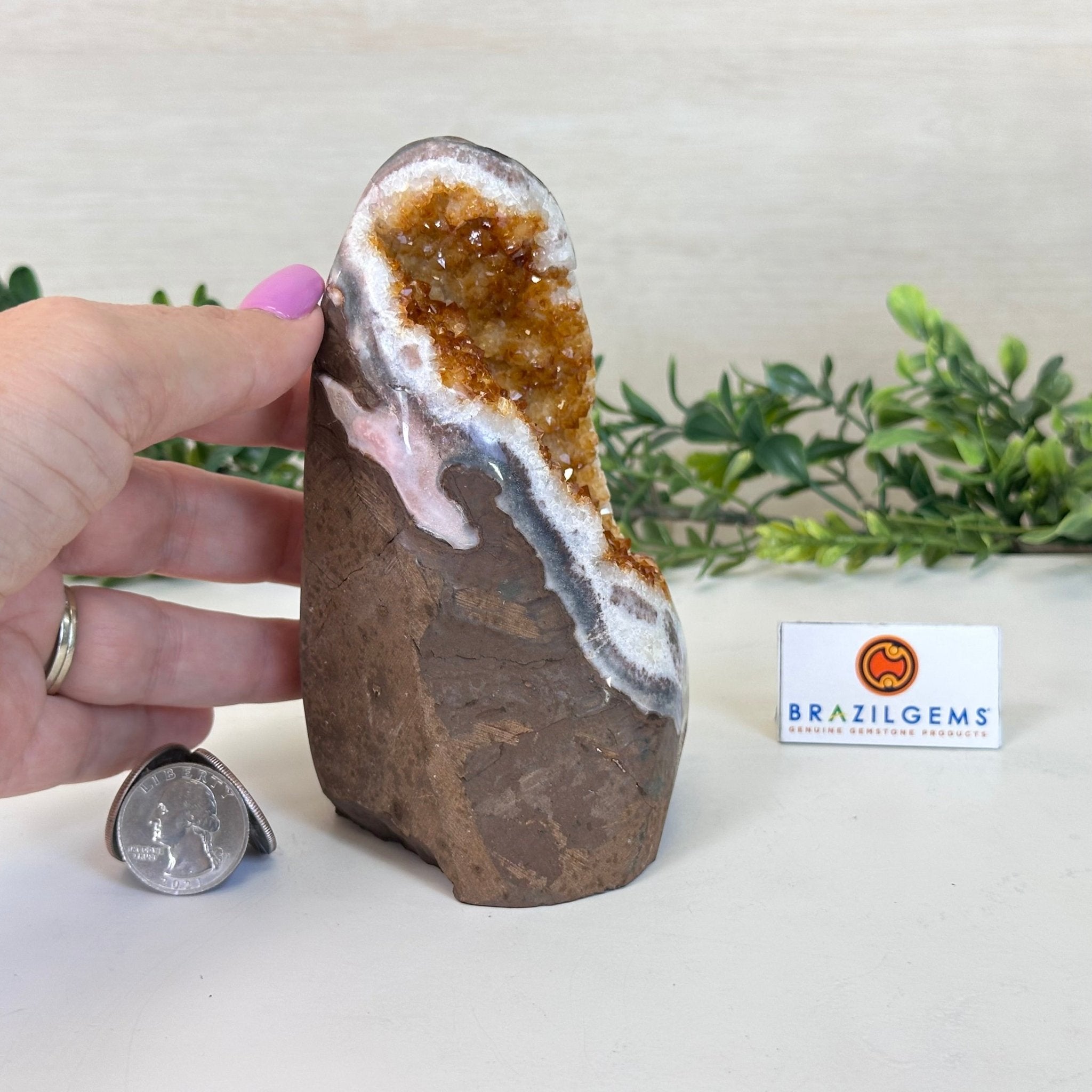 Extra Plus Quality Citrine Cluster w/ flat base, 5.2" Tall 5612 - 0229 - Brazil GemsBrazil GemsExtra Plus Quality Citrine Cluster w/ flat base, 5.2" Tall 5612 - 0229Small Clusters with Flat Bases5612 - 0229