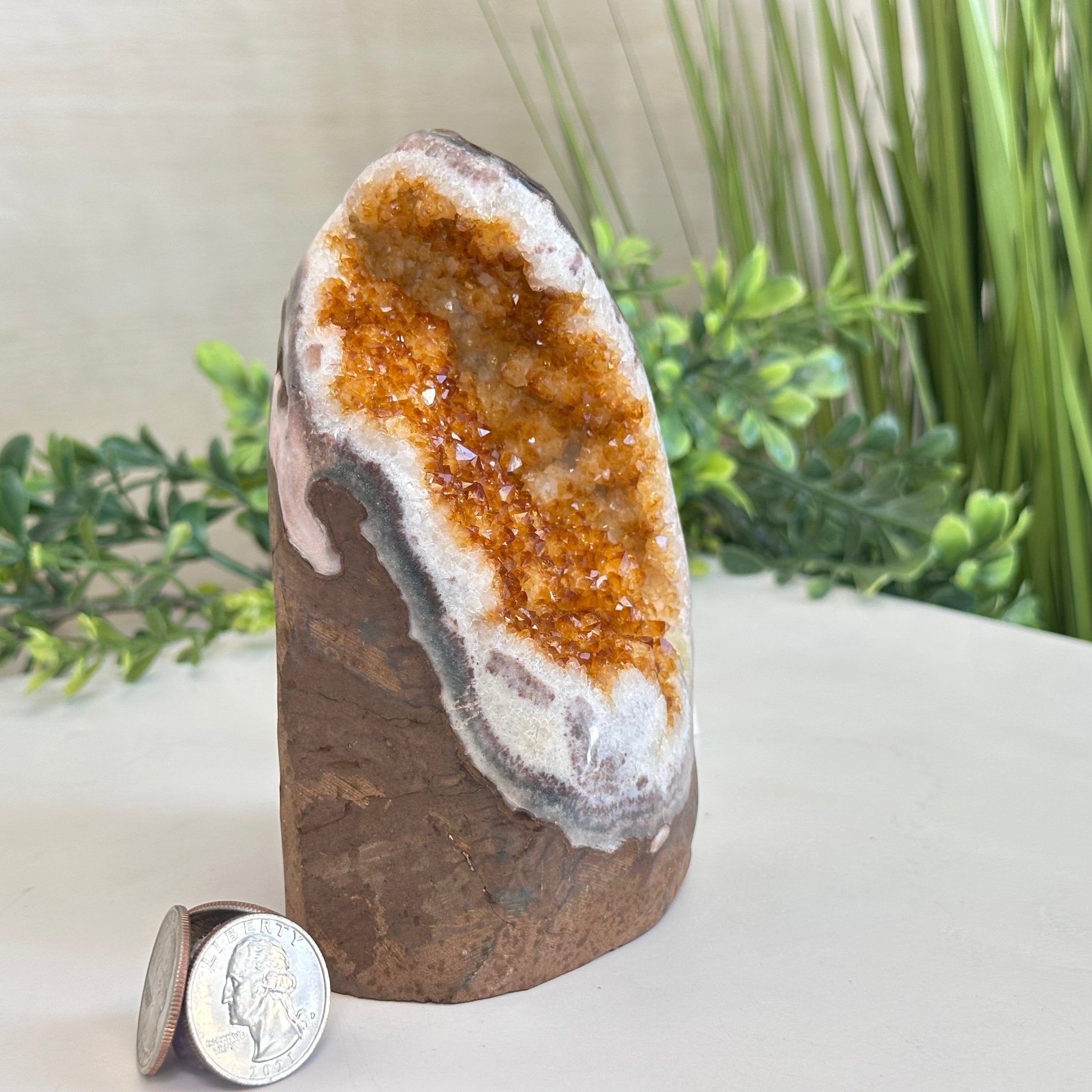 Extra Plus Quality Citrine Cluster w/ flat base, 5.2" Tall 5612 - 0229 - Brazil GemsBrazil GemsExtra Plus Quality Citrine Cluster w/ flat base, 5.2" Tall 5612 - 0229Small Clusters with Flat Bases5612 - 0229