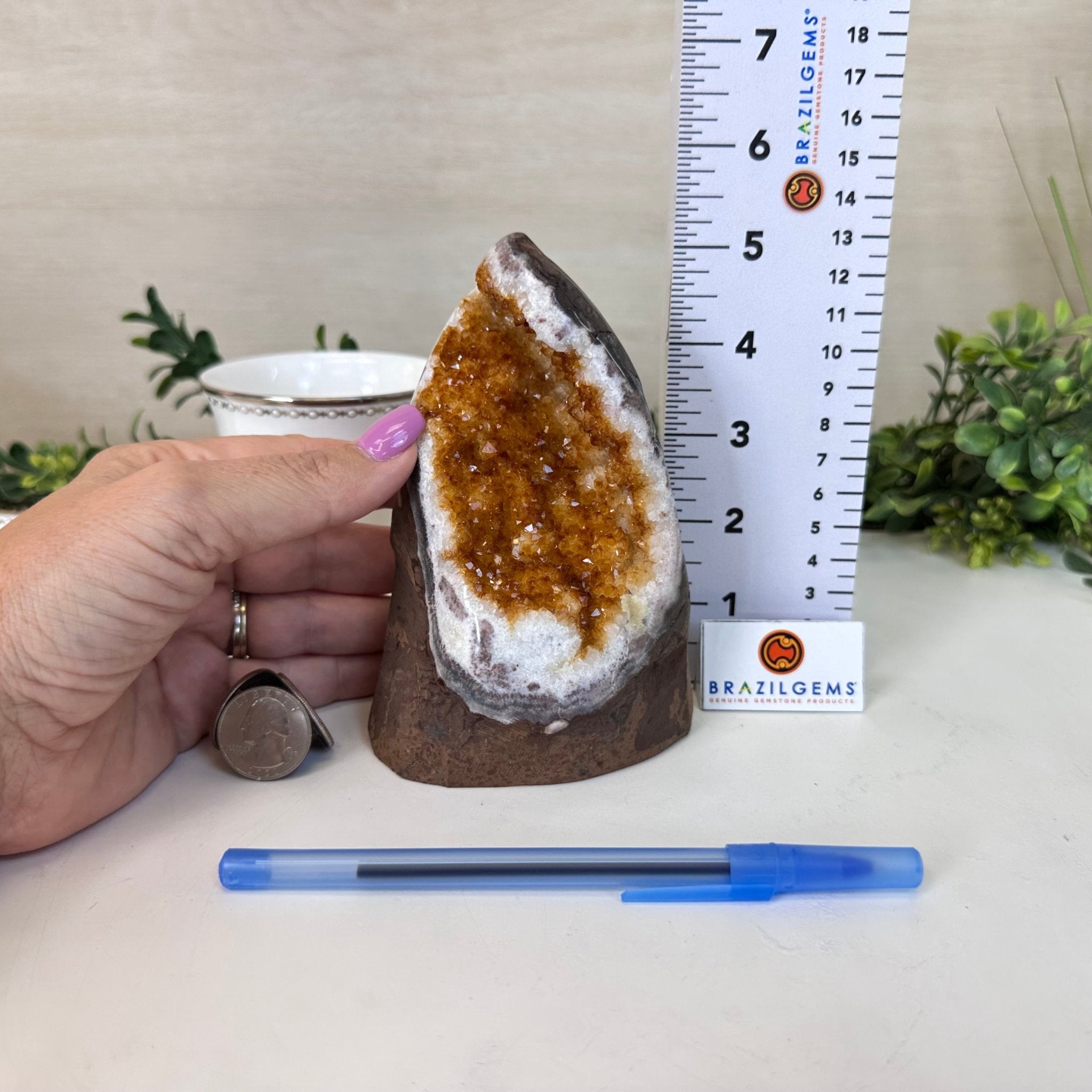 Extra Plus Quality Citrine Cluster w/ flat base, 5.2" Tall 5612 - 0229 - Brazil GemsBrazil GemsExtra Plus Quality Citrine Cluster w/ flat base, 5.2" Tall 5612 - 0229Small Clusters with Flat Bases5612 - 0229