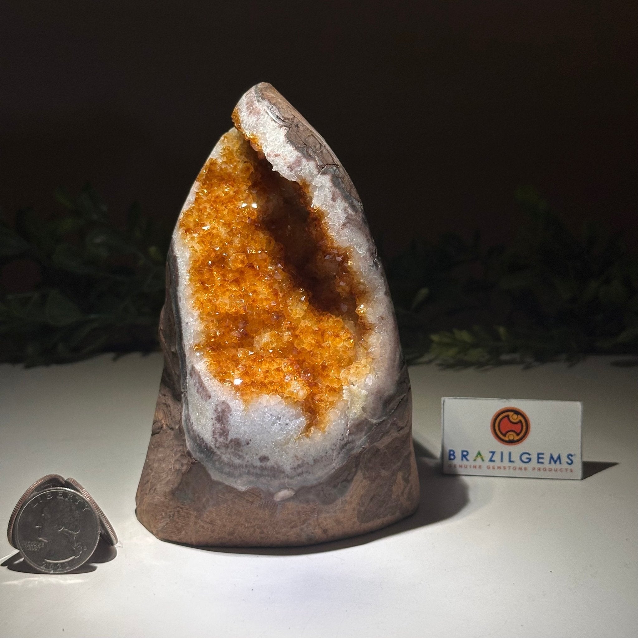Extra Plus Quality Citrine Cluster w/ flat base, 5.2" Tall 5612 - 0229 - Brazil GemsBrazil GemsExtra Plus Quality Citrine Cluster w/ flat base, 5.2" Tall 5612 - 0229Small Clusters with Flat Bases5612 - 0229