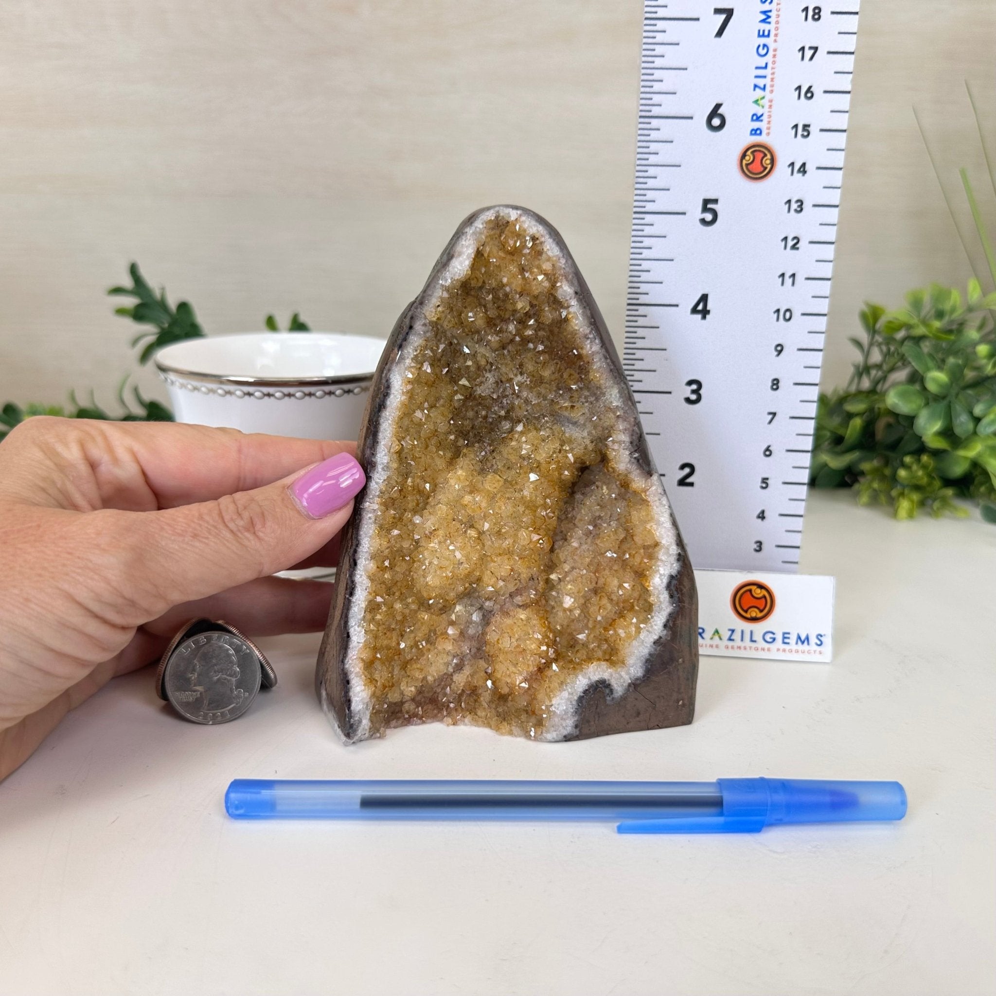 Extra Plus Quality Citrine Cluster w/ flat base, 5.2" Tall 5612 - 0239 - Brazil GemsBrazil GemsExtra Plus Quality Citrine Cluster w/ flat base, 5.2" Tall 5612 - 0239Small Clusters with Flat Bases5612 - 0239