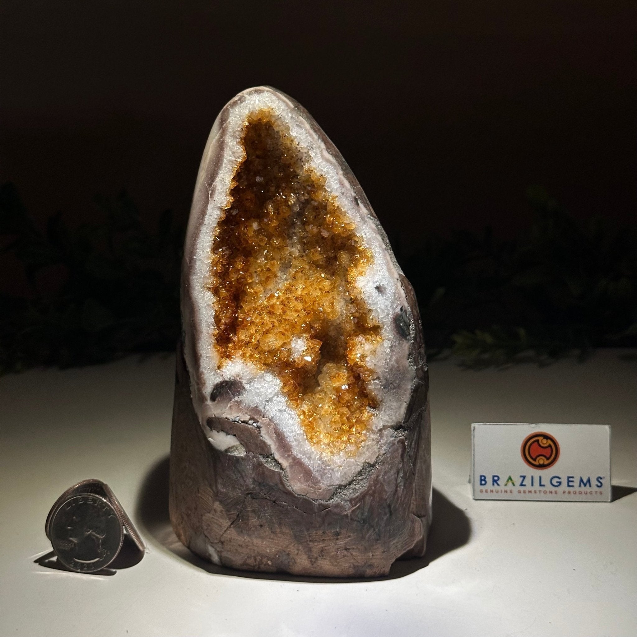 Extra Plus Quality Citrine Cluster w/ flat base, 5.6" Tall 5612 - 0235 - Brazil GemsBrazil GemsExtra Plus Quality Citrine Cluster w/ flat base, 5.6" Tall 5612 - 0235Small Clusters with Flat Bases5612 - 0235