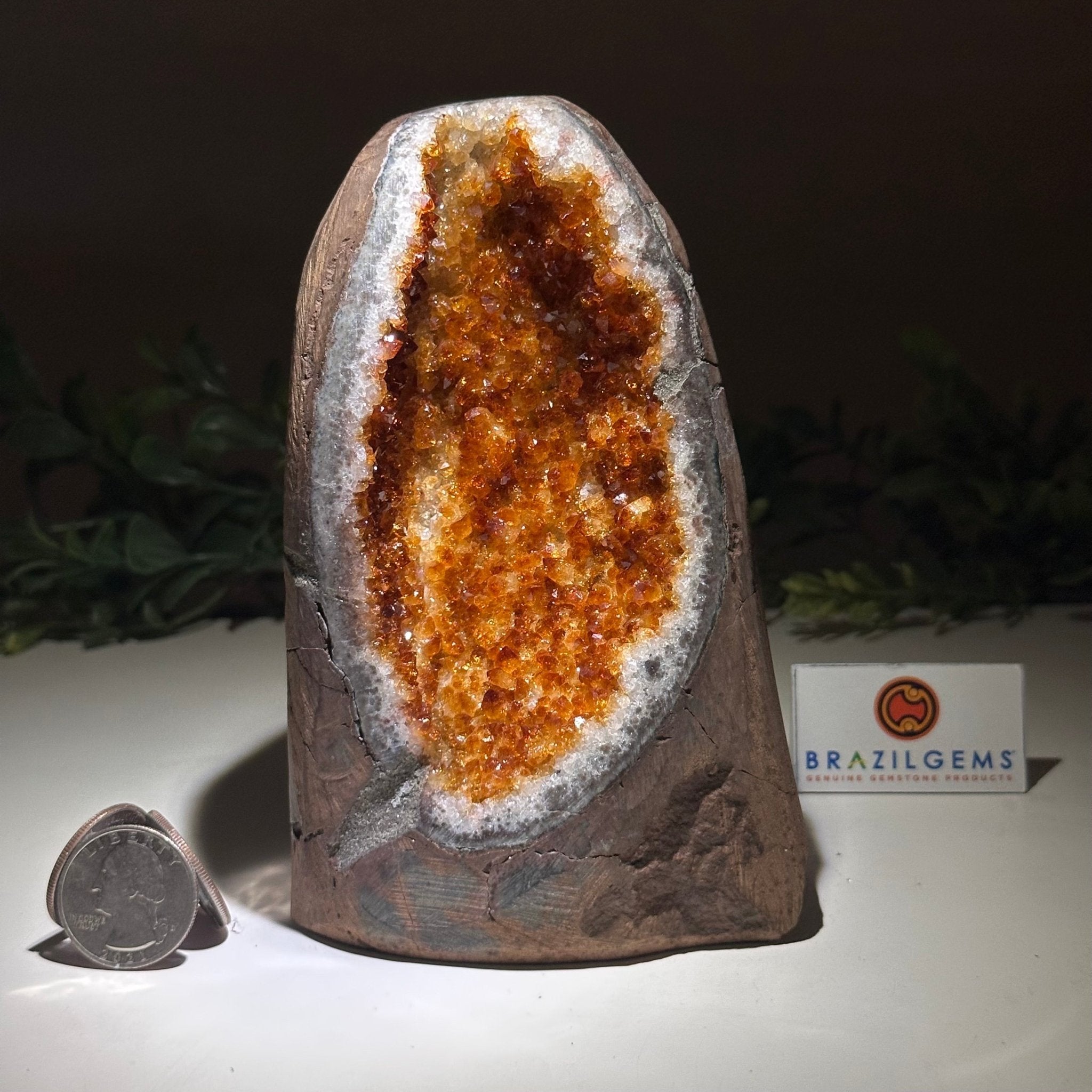 Extra Plus Quality Citrine Cluster w/ flat base, 5.6" Tall 5612 - 0238 - Brazil GemsBrazil GemsExtra Plus Quality Citrine Cluster w/ flat base, 5.6" Tall 5612 - 0238Small Clusters with Flat Bases5612 - 0238