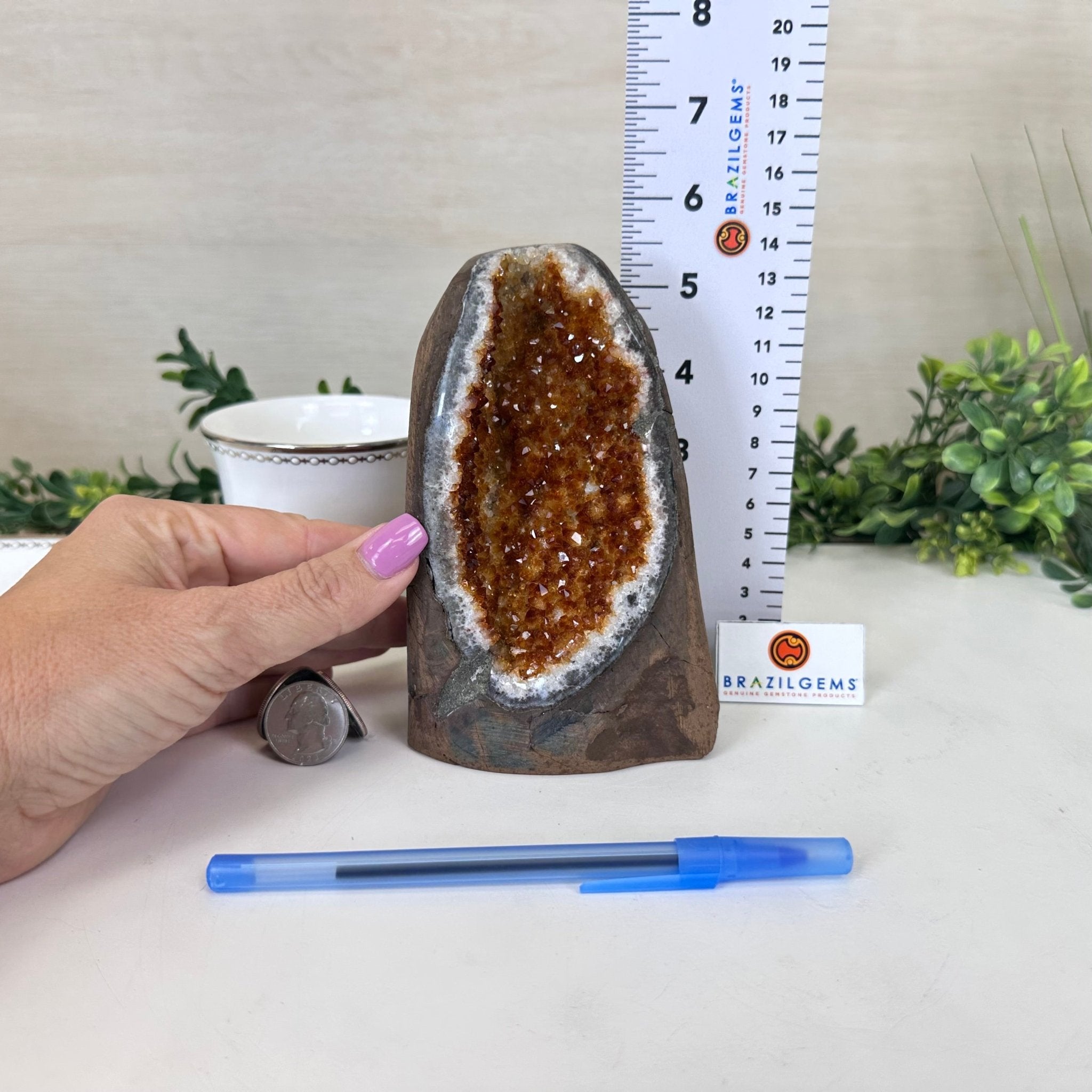 Extra Plus Quality Citrine Cluster w/ flat base, 5.6" Tall 5612 - 0238 - Brazil GemsBrazil GemsExtra Plus Quality Citrine Cluster w/ flat base, 5.6" Tall 5612 - 0238Small Clusters with Flat Bases5612 - 0238