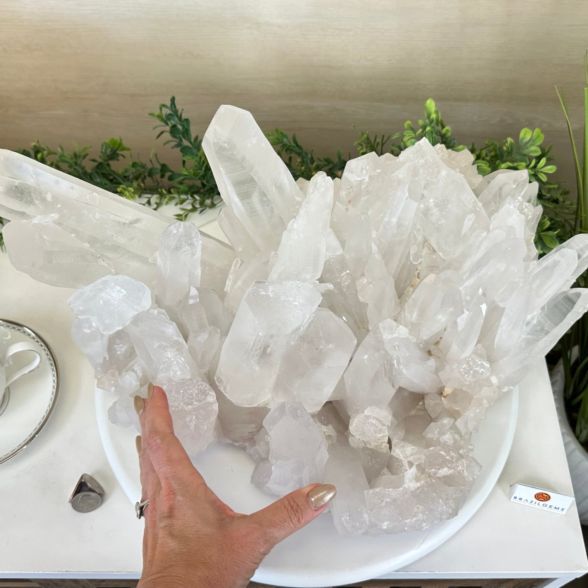 Extra Plus Quality Clear Quartz Cluster 39.2 lbs & 17.3" Long 5494 - 0011 - Brazil GemsBrazil GemsExtra Plus Quality Clear Quartz Cluster 39.2 lbs & 17.3" Long 5494 - 0011Clusters With Natural Bases5494 - 0011
