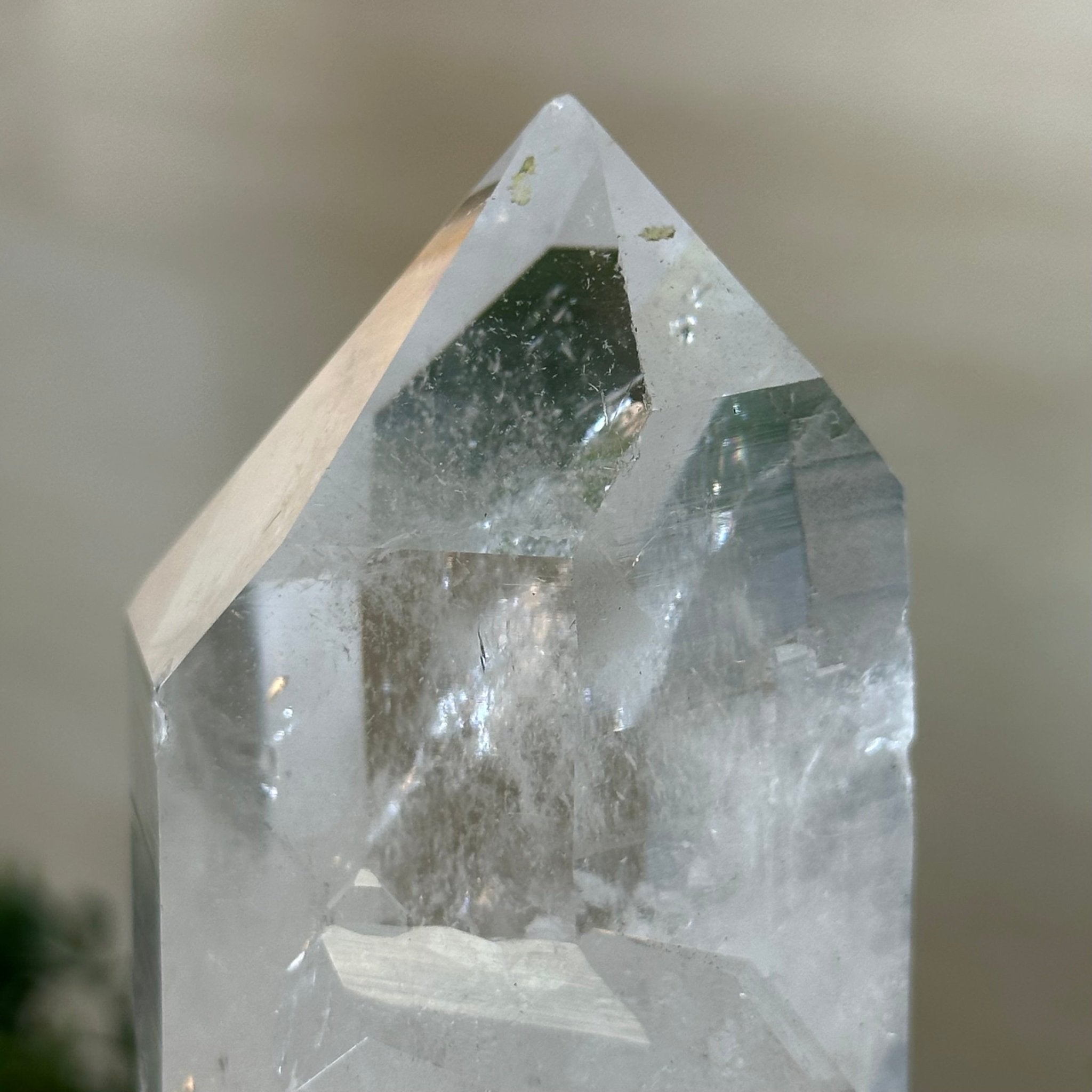 Extra Plus Quality Clear Quartz Point on a Metal Stand, 2.6 lbs & 8.8" Tall 3121CQ - 012 - Brazil GemsBrazil GemsExtra Plus Quality Clear Quartz Point on a Metal Stand, 2.6 lbs & 8.8" Tall 3121CQ - 012Crystal Points3121CQ - 012