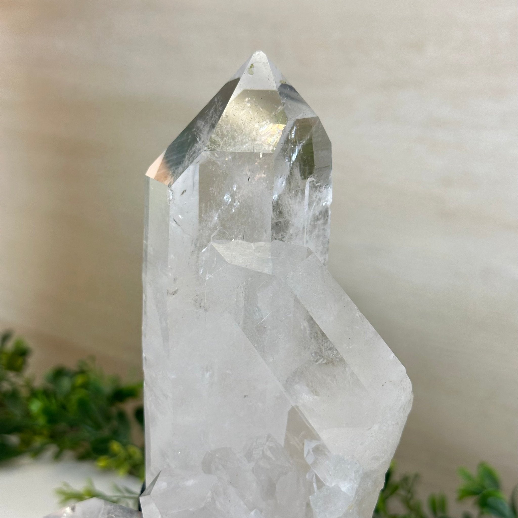 Extra Plus Quality Clear Quartz Point on a Metal Stand, 2.6 lbs & 8.8" Tall 3121CQ - 012 - Brazil GemsBrazil GemsExtra Plus Quality Clear Quartz Point on a Metal Stand, 2.6 lbs & 8.8" Tall 3121CQ - 012Crystal Points3121CQ - 012