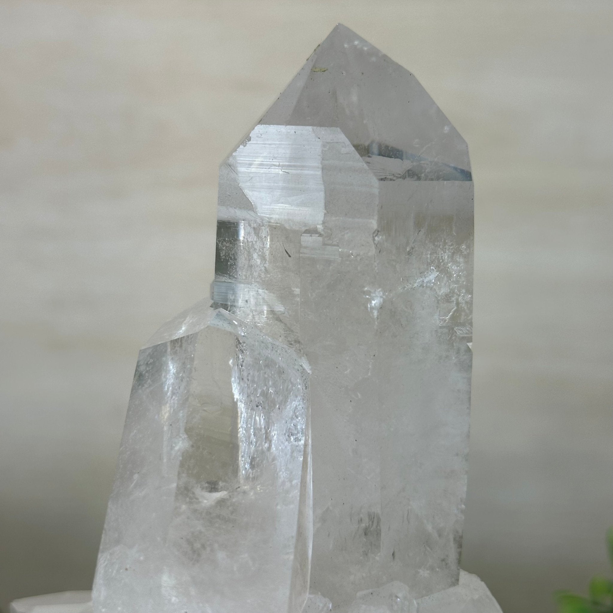 Extra Plus Quality Clear Quartz Point on a Metal Stand, 2.6 lbs & 8.8" Tall 3121CQ - 012 - Brazil GemsBrazil GemsExtra Plus Quality Clear Quartz Point on a Metal Stand, 2.6 lbs & 8.8" Tall 3121CQ - 012Crystal Points3121CQ - 012