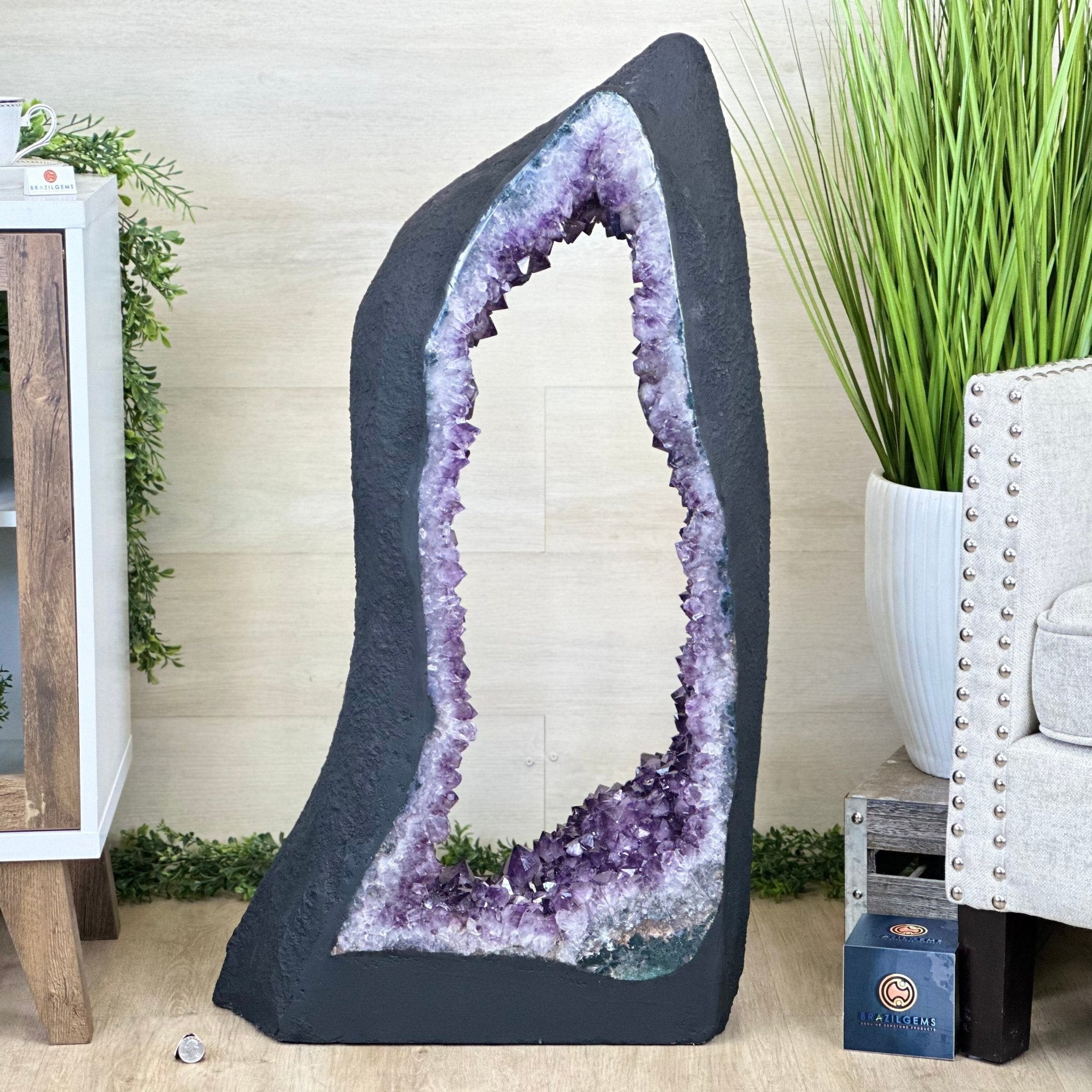 Extra Plus Quality Open 2 - Sided Amethyst Cathedral 149.9 lbs & 37" Tall #5605 - 0225 - Brazil GemsBrazil GemsExtra Plus Quality Open 2 - Sided Amethyst Cathedral 149.9 lbs & 37" Tall #5605 - 0225Open 2 - Sided Cathedrals5605 - 0225