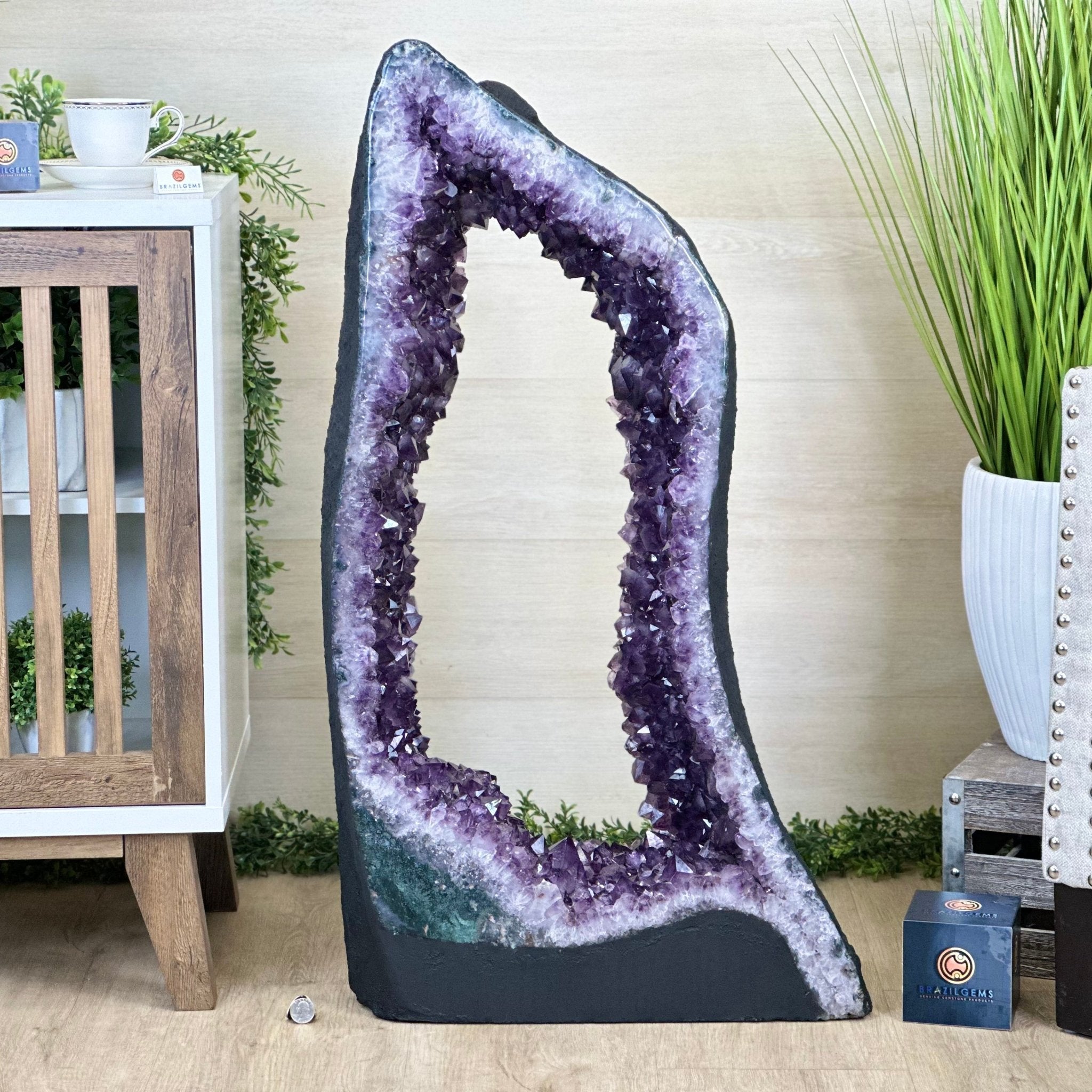 Extra Plus Quality Open 2 - Sided Amethyst Cathedral 149.9 lbs & 37" Tall #5605 - 0225 - Brazil GemsBrazil GemsExtra Plus Quality Open 2 - Sided Amethyst Cathedral 149.9 lbs & 37" Tall #5605 - 0225Open 2 - Sided Cathedrals5605 - 0225