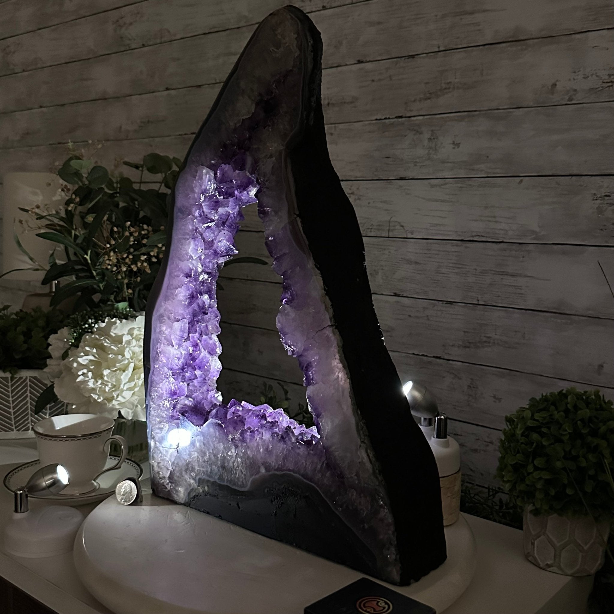 Extra Plus Quality Open 2 - Sided Amethyst Cathedral 27.1 lbs & 18.5" Tall #5605 - 0153 - Brazil GemsBrazil GemsExtra Plus Quality Open 2 - Sided Amethyst Cathedral 27.1 lbs & 18.5" Tall #5605 - 0153Open 2 - Sided Cathedrals5605 - 0153