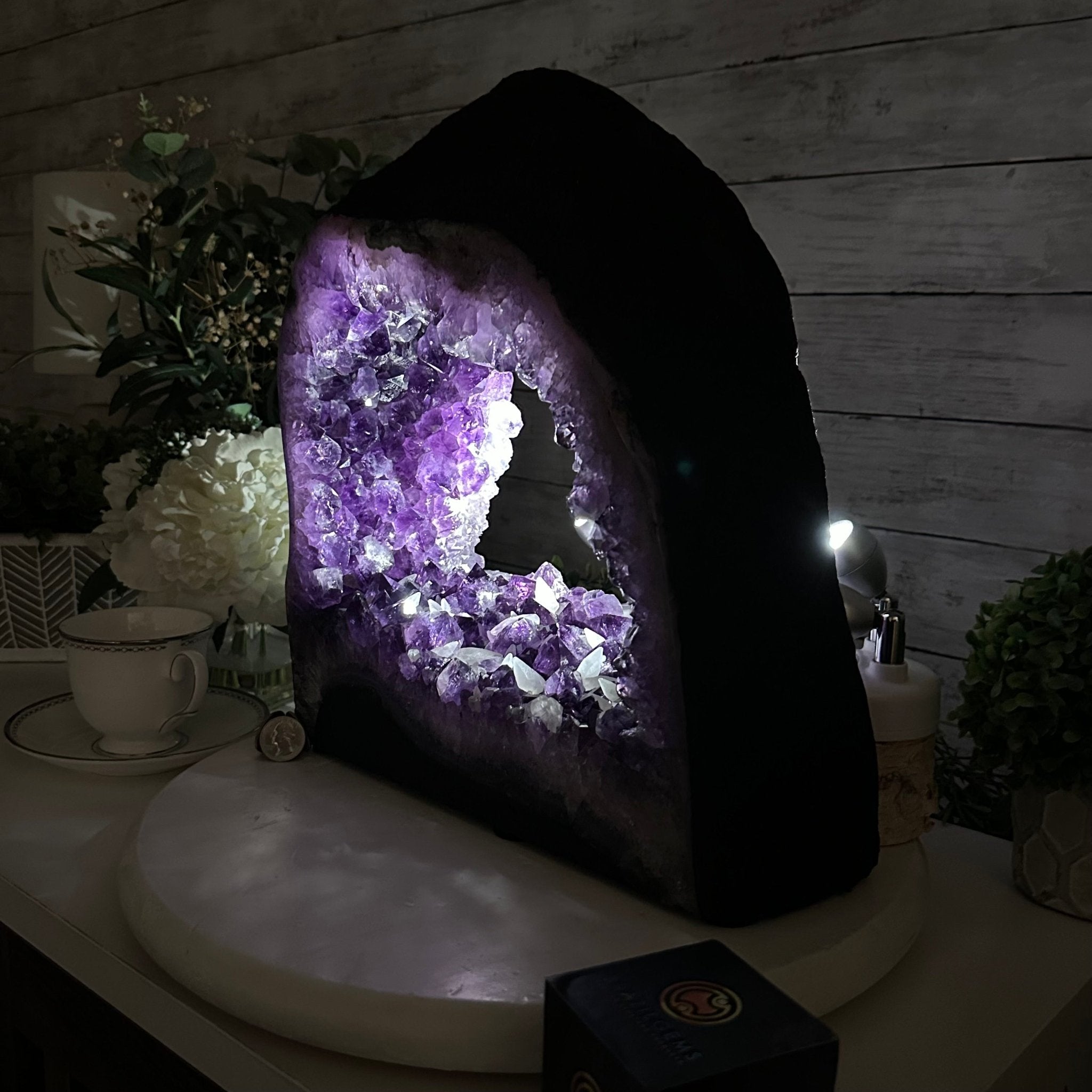 Extra Plus Quality Open 2 - Sided Amethyst Cathedral, 31 lbs & 14" Tall #5605 - 0144 - Brazil GemsBrazil GemsExtra Plus Quality Open 2 - Sided Amethyst Cathedral, 31 lbs & 14" Tall #5605 - 0144Open 2 - Sided Cathedrals5605 - 0144