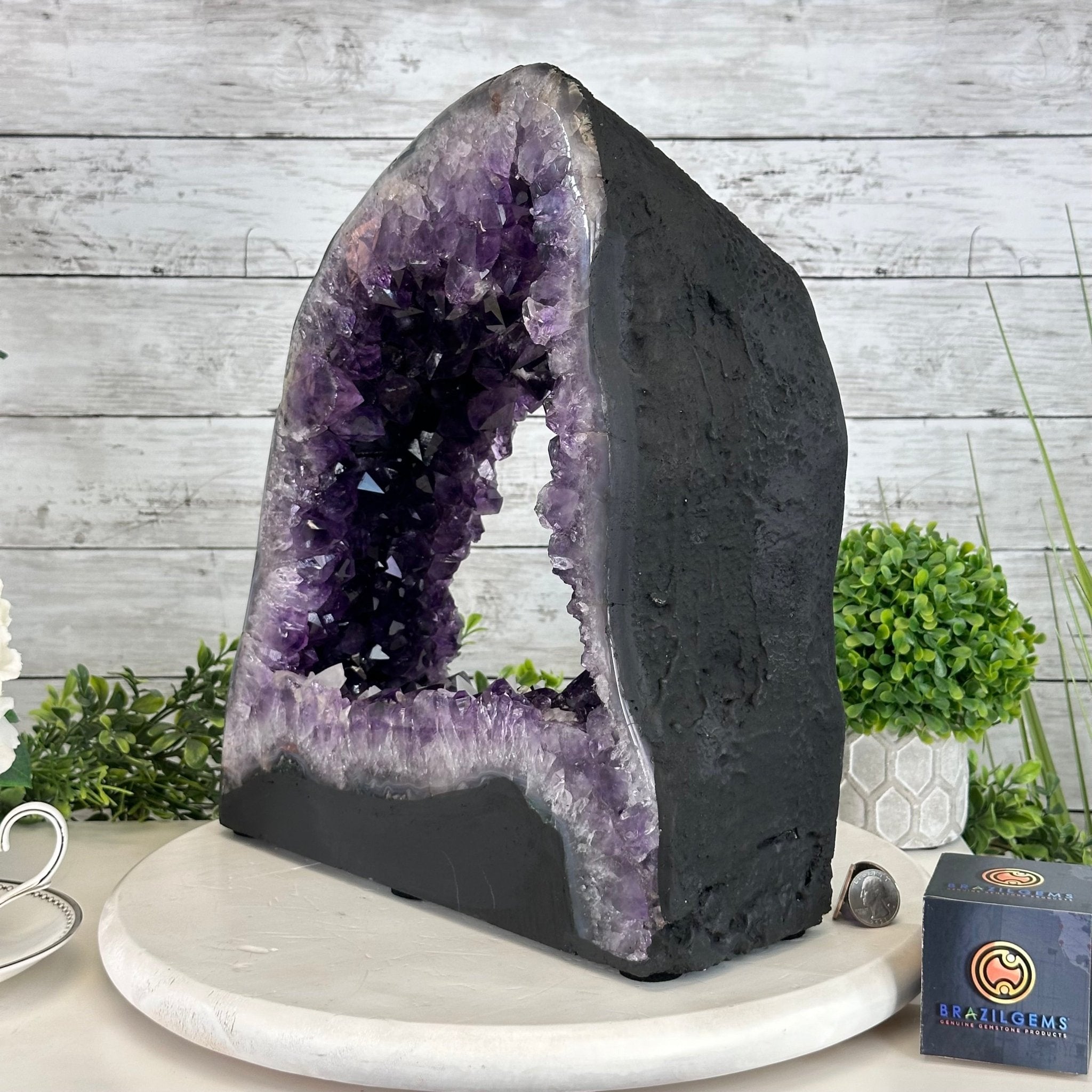 Extra Plus Quality Open 2 - Sided Amethyst Cathedral, 31 lbs & 14" Tall #5605 - 0144 - Brazil GemsBrazil GemsExtra Plus Quality Open 2 - Sided Amethyst Cathedral, 31 lbs & 14" Tall #5605 - 0144Open 2 - Sided Cathedrals5605 - 0144