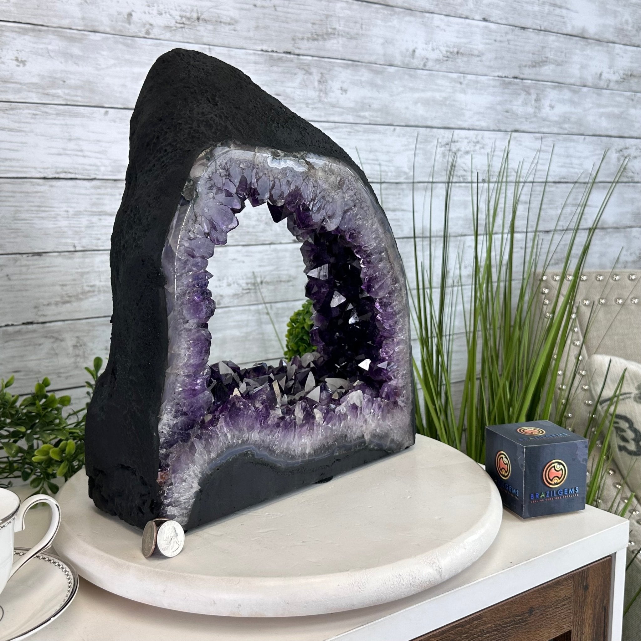 Extra Plus Quality Open 2 - Sided Amethyst Cathedral, 31 lbs & 14" Tall #5605 - 0144 - Brazil GemsBrazil GemsExtra Plus Quality Open 2 - Sided Amethyst Cathedral, 31 lbs & 14" Tall #5605 - 0144Open 2 - Sided Cathedrals5605 - 0144