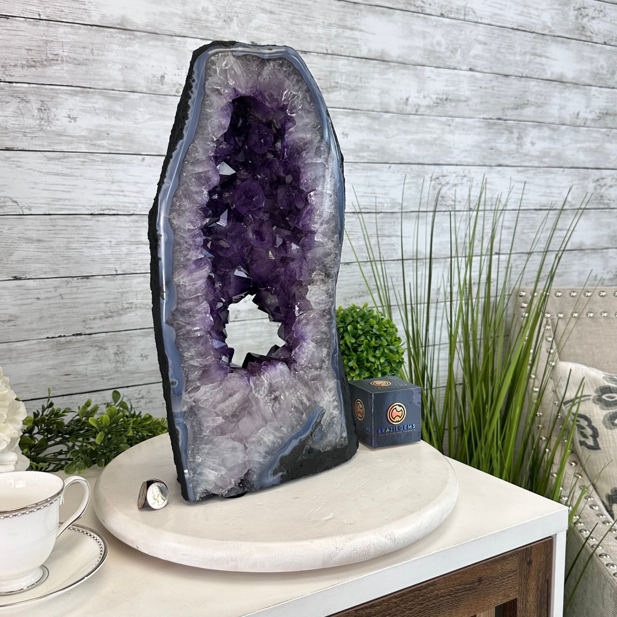 Extra Plus Quality Open 2 - Sided Amethyst Cathedral 31 lbs & 16.6" Tall #5605 - 0161 - Brazil GemsBrazil GemsExtra Plus Quality Open 2 - Sided Amethyst Cathedral 31 lbs & 16.6" Tall #5605 - 0161Open 2 - Sided Cathedrals5605 - 0161