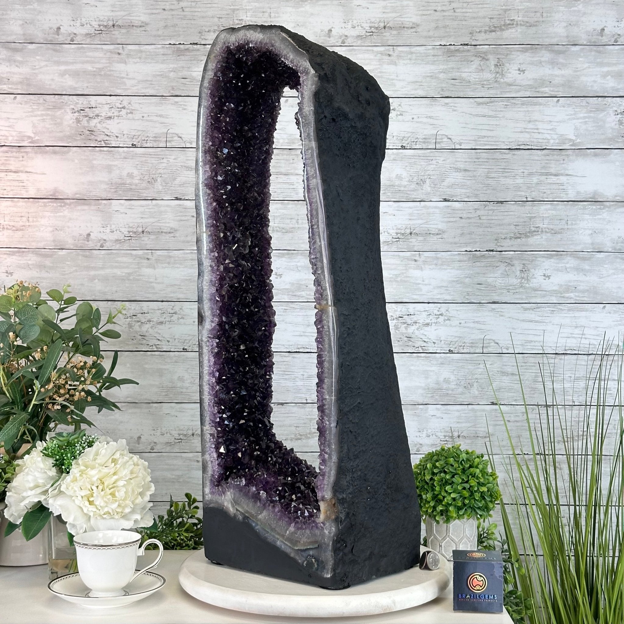 Extra Plus Quality Open 2 - Sided Amethyst Cathedral 70.8 lbs & 28.8" Tall #5605 - 0155 - Brazil GemsBrazil GemsExtra Plus Quality Open 2 - Sided Amethyst Cathedral 70.8 lbs & 28.8" Tall #5605 - 0155Open 2 - Sided Cathedrals5605 - 0155