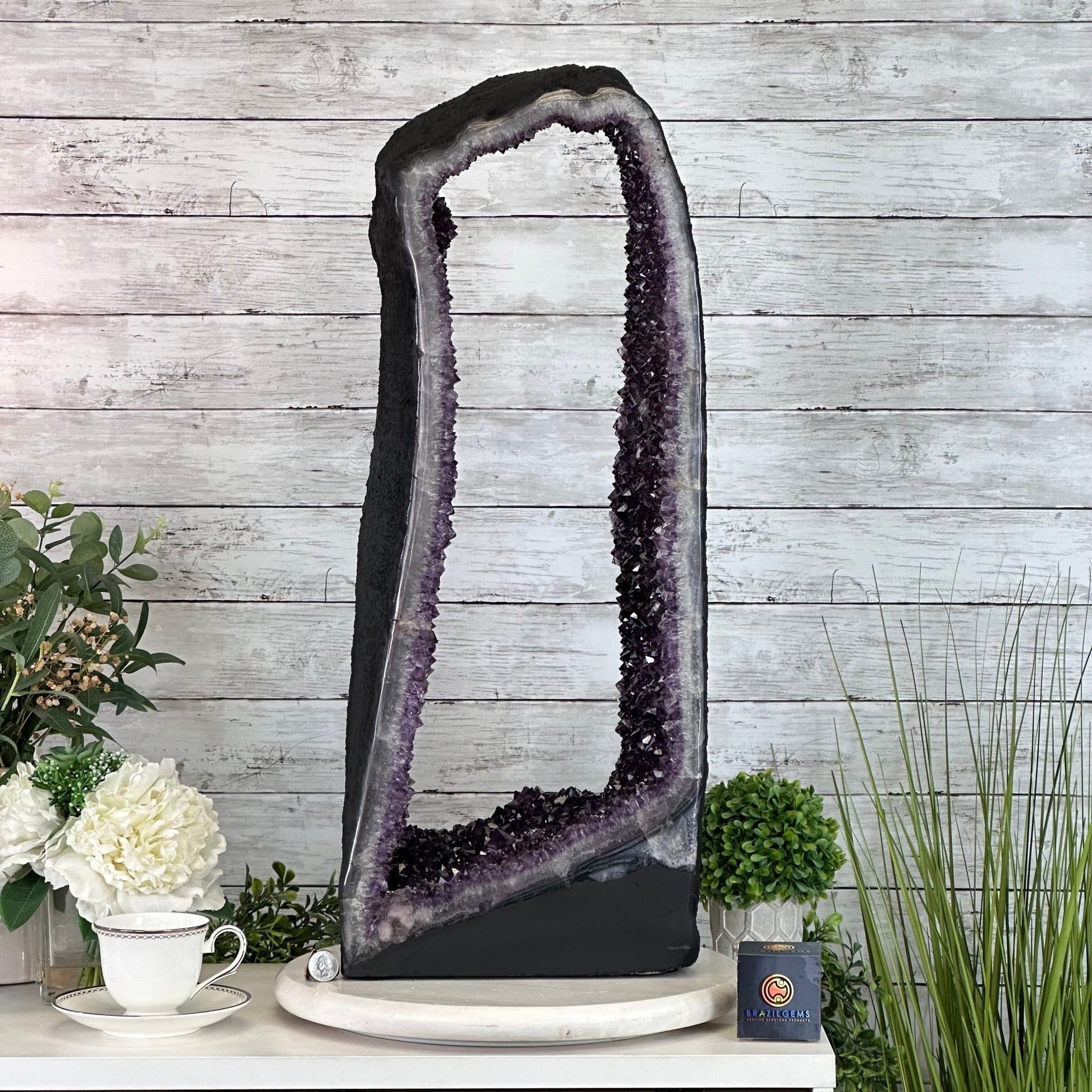 Extra Plus Quality Open 2 - Sided Amethyst Cathedral 70.8 lbs & 28.8" Tall #5605 - 0155 - Brazil GemsBrazil GemsExtra Plus Quality Open 2 - Sided Amethyst Cathedral 70.8 lbs & 28.8" Tall #5605 - 0155Open 2 - Sided Cathedrals5605 - 0155