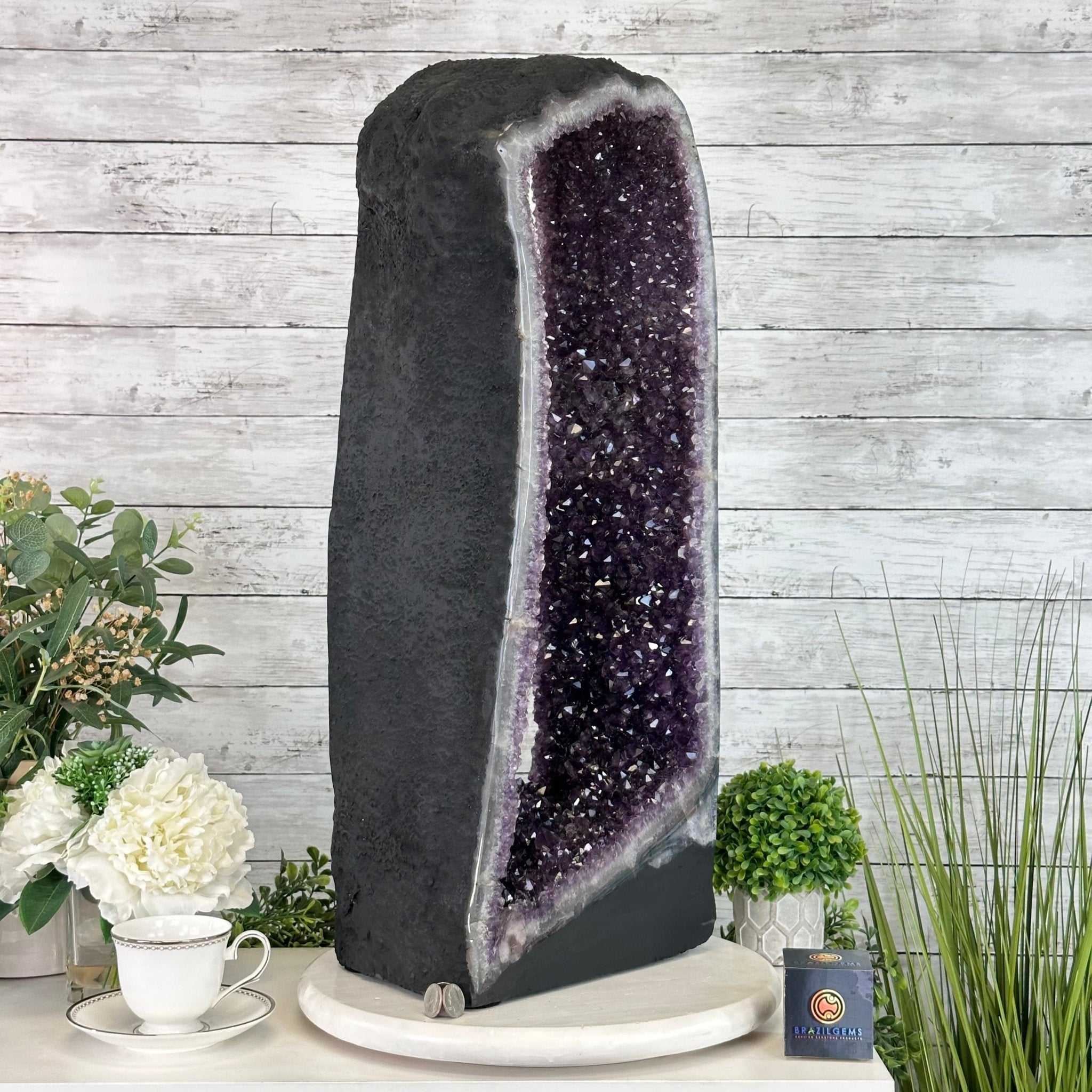 Extra Plus Quality Open 2 - Sided Amethyst Cathedral 70.8 lbs & 28.8" Tall #5605 - 0155 - Brazil GemsBrazil GemsExtra Plus Quality Open 2 - Sided Amethyst Cathedral 70.8 lbs & 28.8" Tall #5605 - 0155Open 2 - Sided Cathedrals5605 - 0155