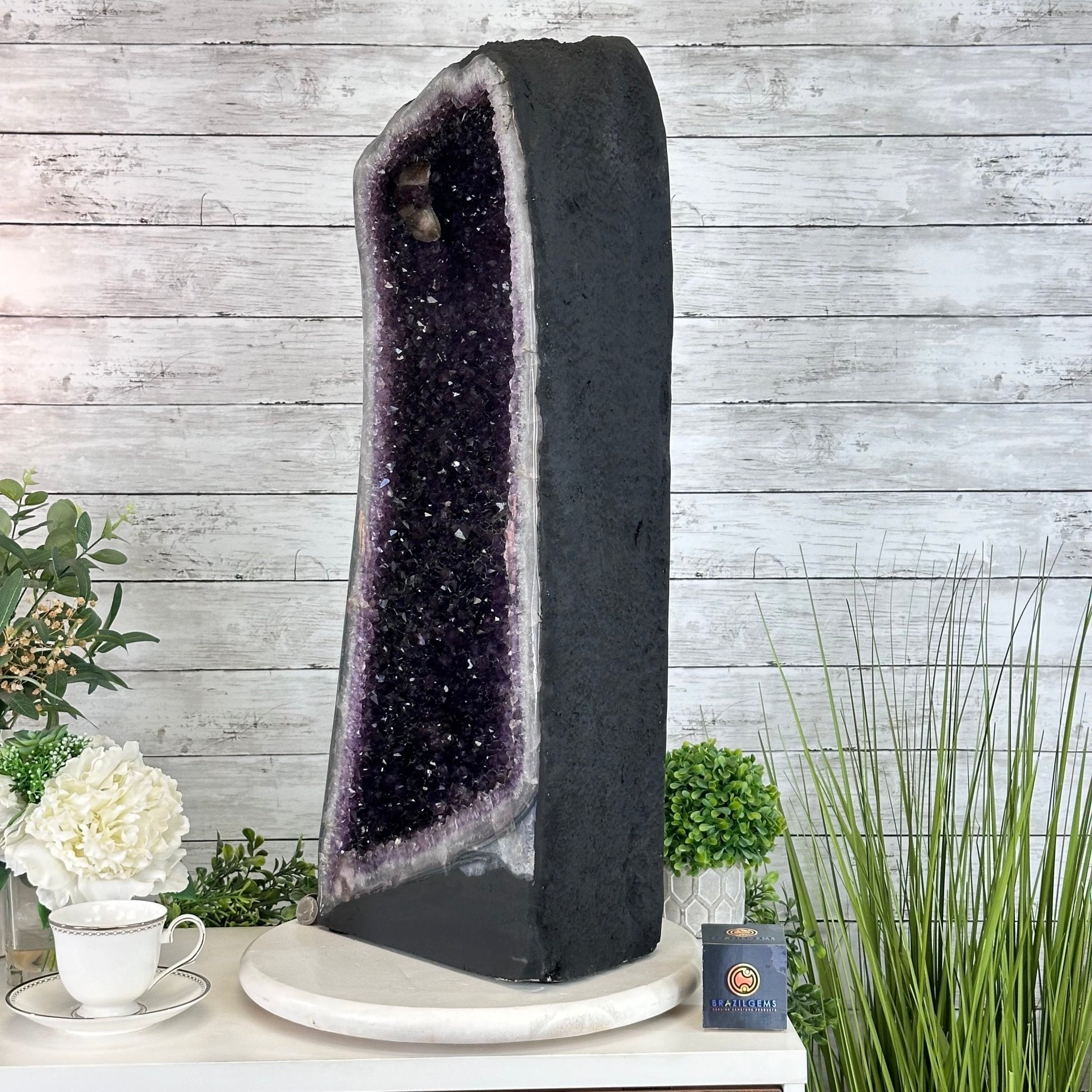 Extra Plus Quality Open 2 - Sided Amethyst Cathedral 70.8 lbs & 28.8" Tall #5605 - 0155 - Brazil GemsBrazil GemsExtra Plus Quality Open 2 - Sided Amethyst Cathedral 70.8 lbs & 28.8" Tall #5605 - 0155Open 2 - Sided Cathedrals5605 - 0155