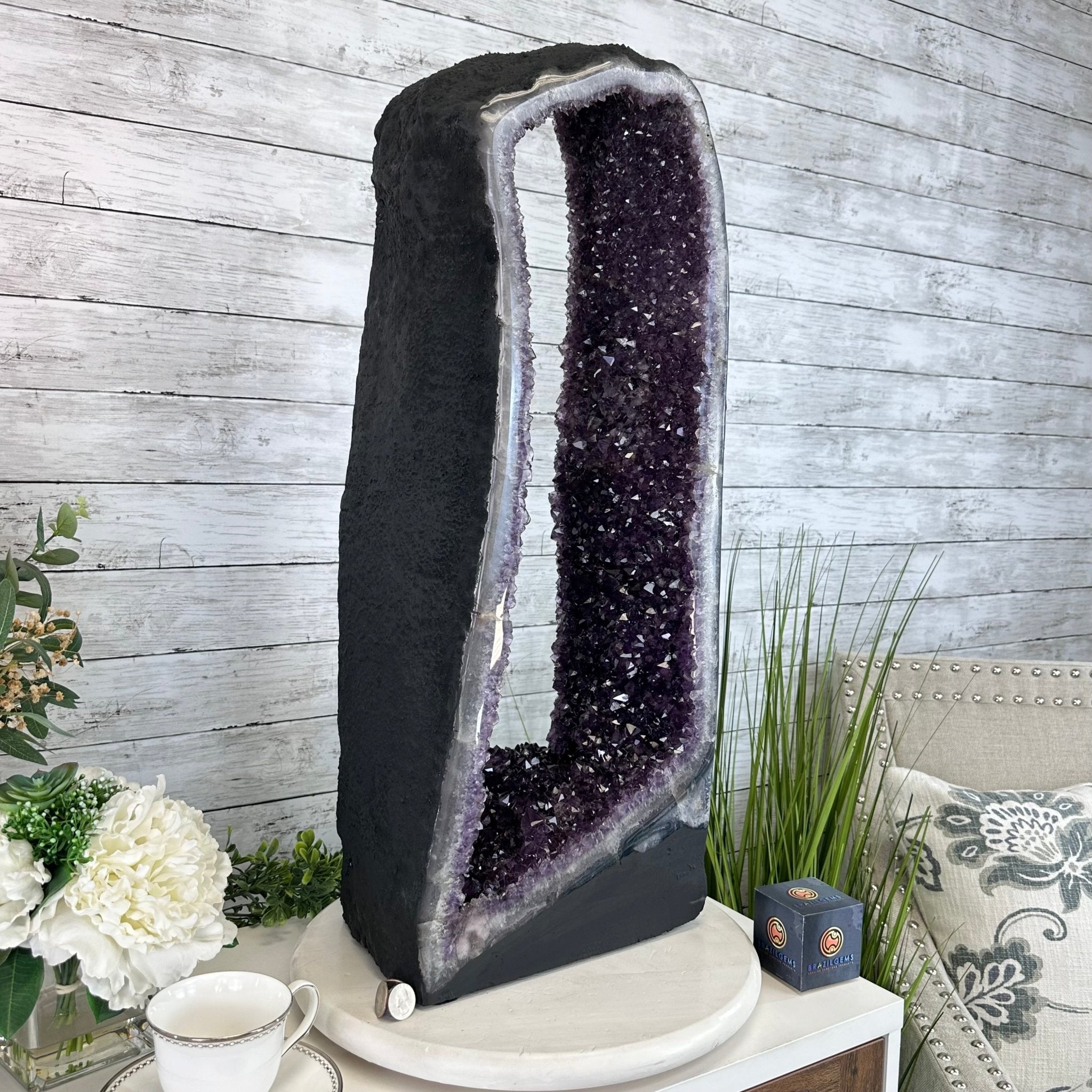 Extra Plus Quality Open 2 - Sided Amethyst Cathedral 70.8 lbs & 28.8" Tall #5605 - 0155 - Brazil GemsBrazil GemsExtra Plus Quality Open 2 - Sided Amethyst Cathedral 70.8 lbs & 28.8" Tall #5605 - 0155Open 2 - Sided Cathedrals5605 - 0155