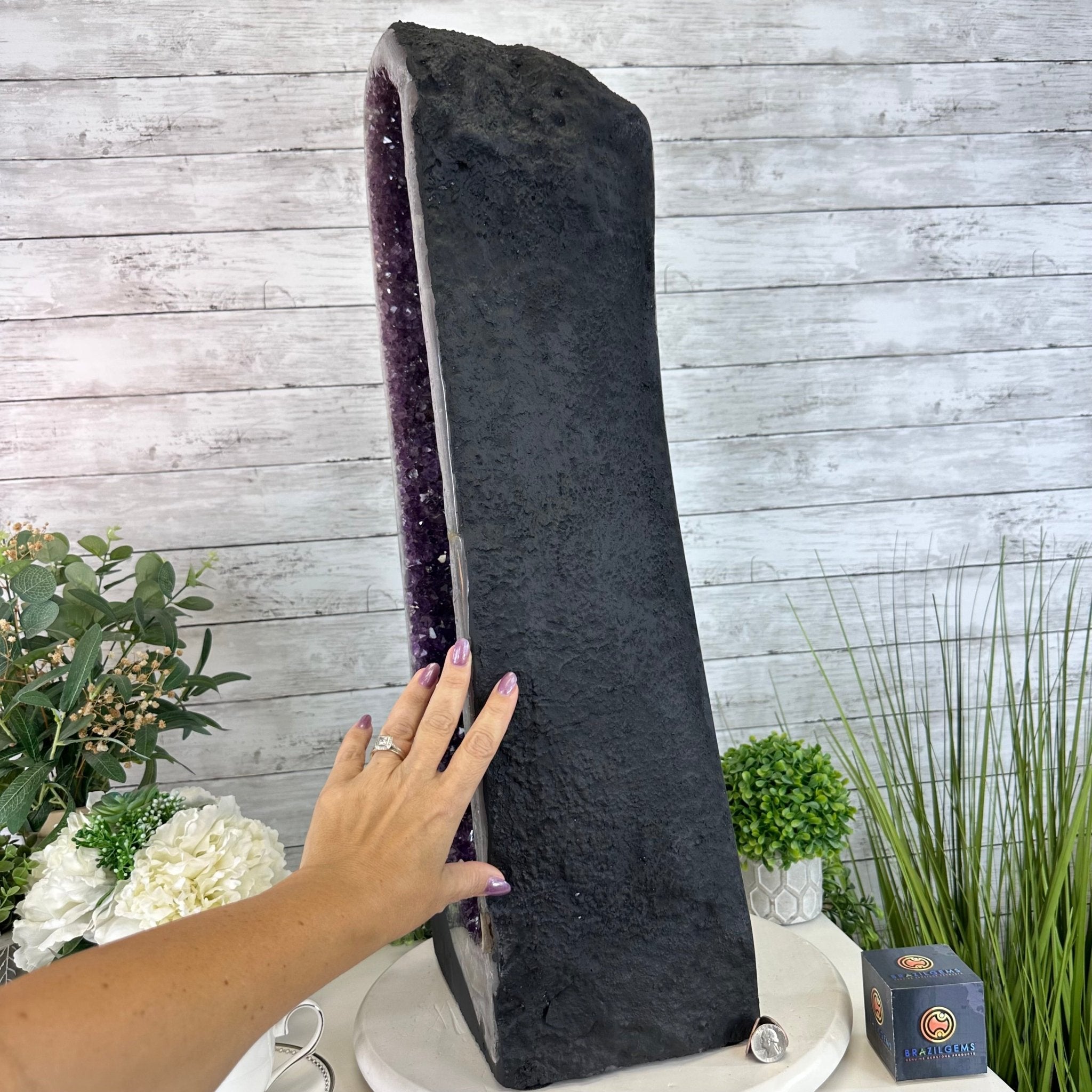 Extra Plus Quality Open 2 - Sided Amethyst Cathedral 70.8 lbs & 28.8" Tall #5605 - 0155 - Brazil GemsBrazil GemsExtra Plus Quality Open 2 - Sided Amethyst Cathedral 70.8 lbs & 28.8" Tall #5605 - 0155Open 2 - Sided Cathedrals5605 - 0155