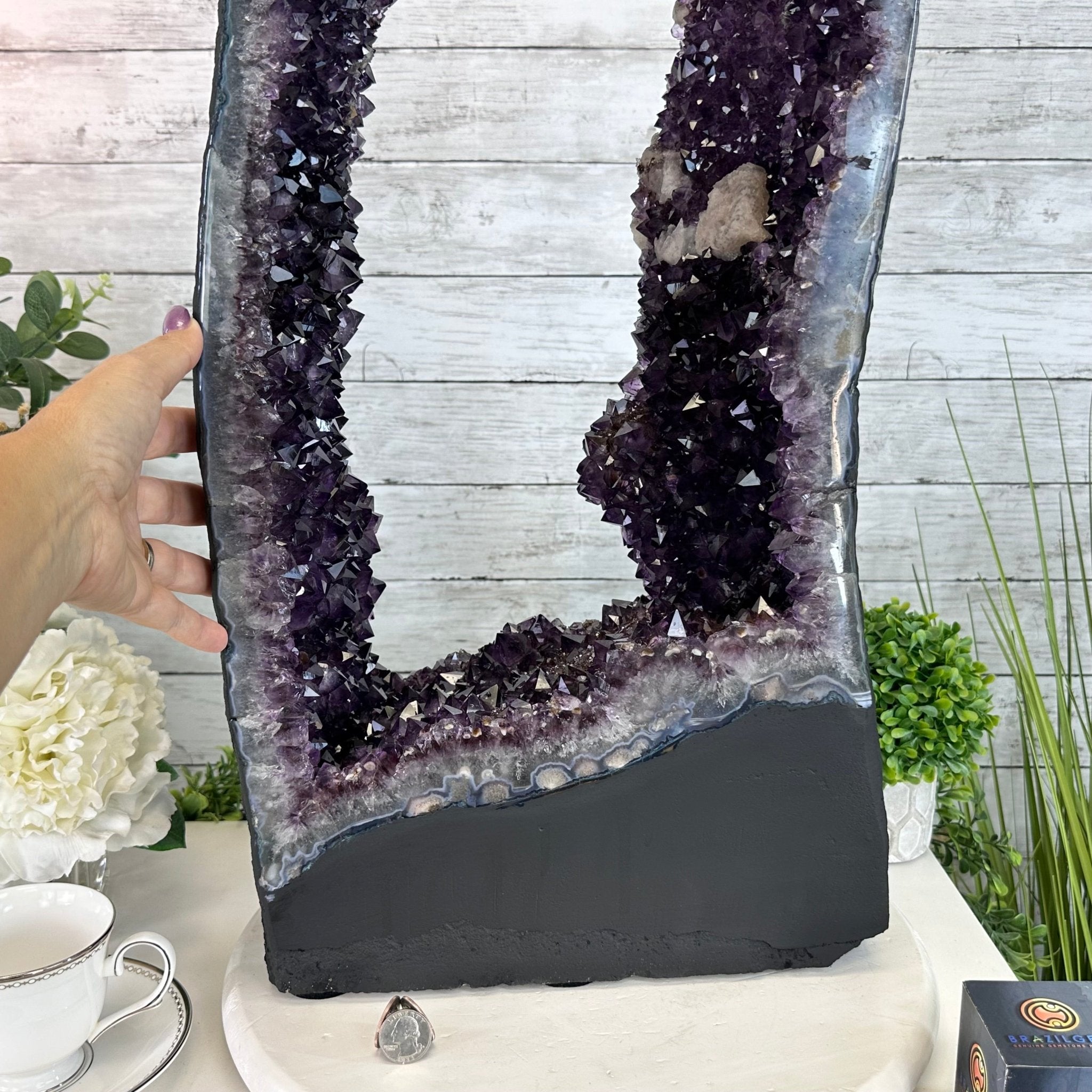 Extra Plus Quality Open 2 - Sided Amethyst Cathedral 72.8 lbs & 29.7" Tall #5605 - 0146 - Brazil GemsBrazil GemsExtra Plus Quality Open 2 - Sided Amethyst Cathedral 72.8 lbs & 29.7" Tall #5605 - 0146Open 2 - Sided Cathedrals5605 - 0146