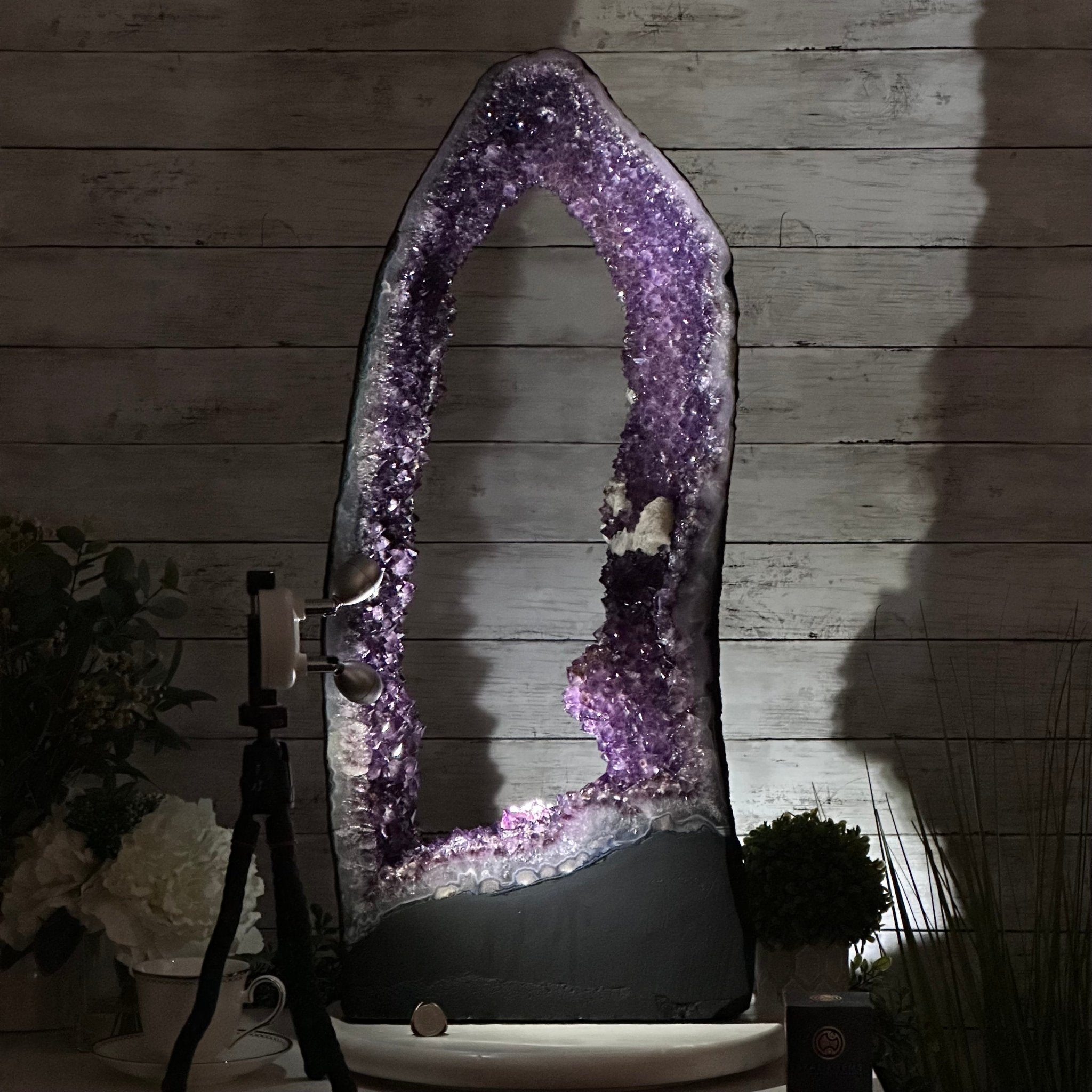 Extra Plus Quality Open 2 - Sided Amethyst Cathedral 72.8 lbs & 29.7" Tall #5605 - 0146 - Brazil GemsBrazil GemsExtra Plus Quality Open 2 - Sided Amethyst Cathedral 72.8 lbs & 29.7" Tall #5605 - 0146Open 2 - Sided Cathedrals5605 - 0146