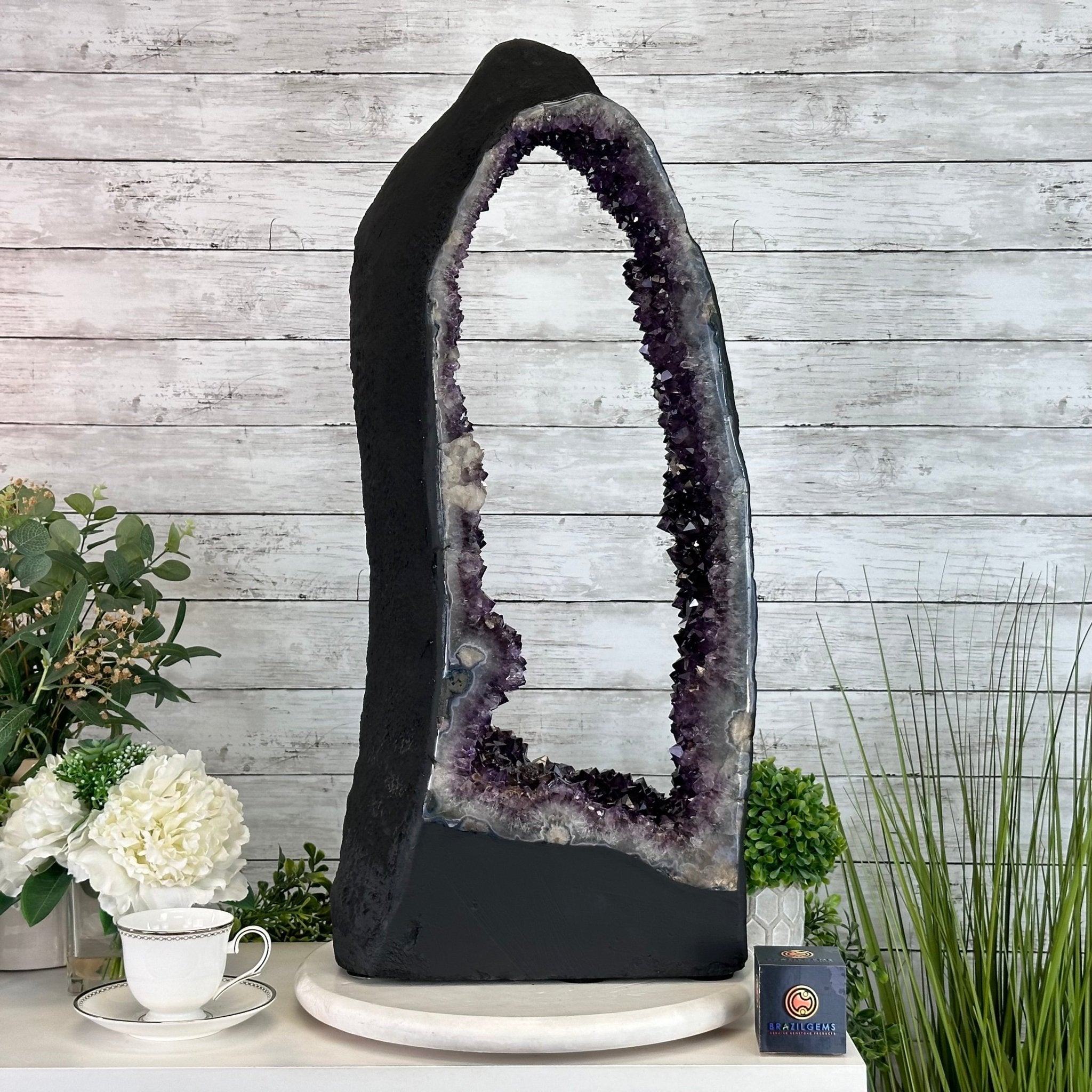 Extra Plus Quality Open 2 - Sided Amethyst Cathedral 72.8 lbs & 29.7" Tall #5605 - 0146 - Brazil GemsBrazil GemsExtra Plus Quality Open 2 - Sided Amethyst Cathedral 72.8 lbs & 29.7" Tall #5605 - 0146Open 2 - Sided Cathedrals5605 - 0146