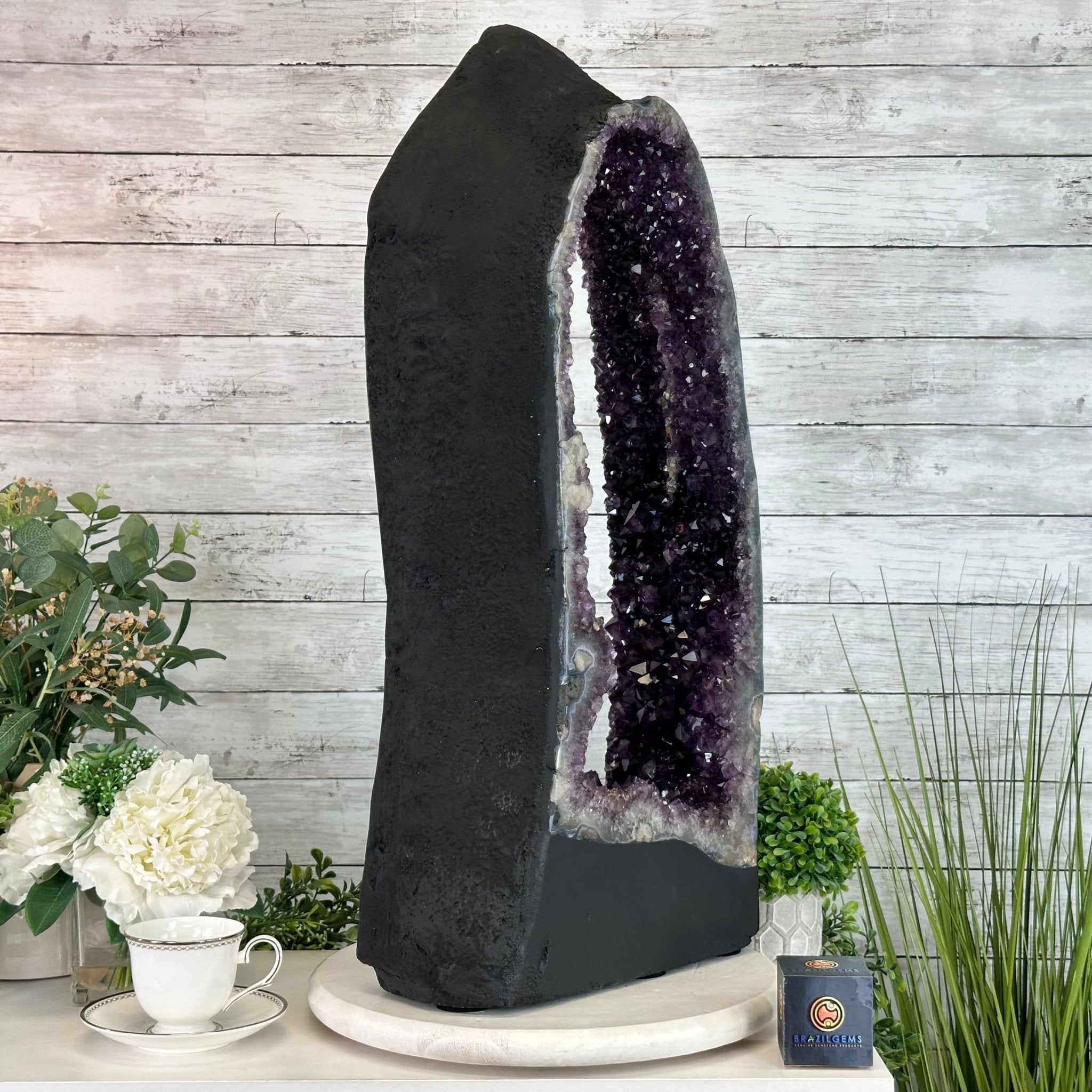 Extra Plus Quality Open 2 - Sided Amethyst Cathedral 72.8 lbs & 29.7" Tall #5605 - 0146 - Brazil GemsBrazil GemsExtra Plus Quality Open 2 - Sided Amethyst Cathedral 72.8 lbs & 29.7" Tall #5605 - 0146Open 2 - Sided Cathedrals5605 - 0146