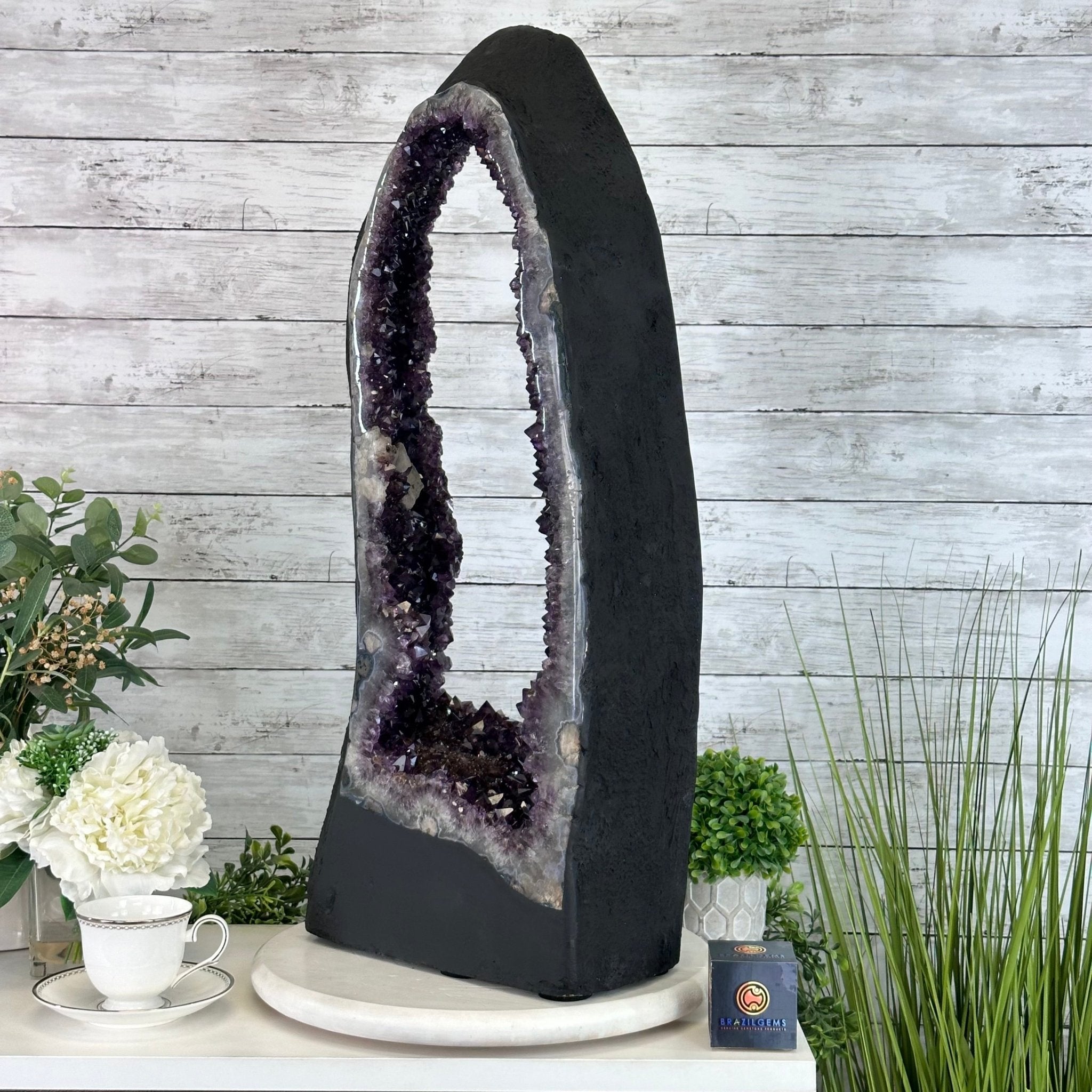 Extra Plus Quality Open 2 - Sided Amethyst Cathedral 72.8 lbs & 29.7" Tall #5605 - 0146 - Brazil GemsBrazil GemsExtra Plus Quality Open 2 - Sided Amethyst Cathedral 72.8 lbs & 29.7" Tall #5605 - 0146Open 2 - Sided Cathedrals5605 - 0146