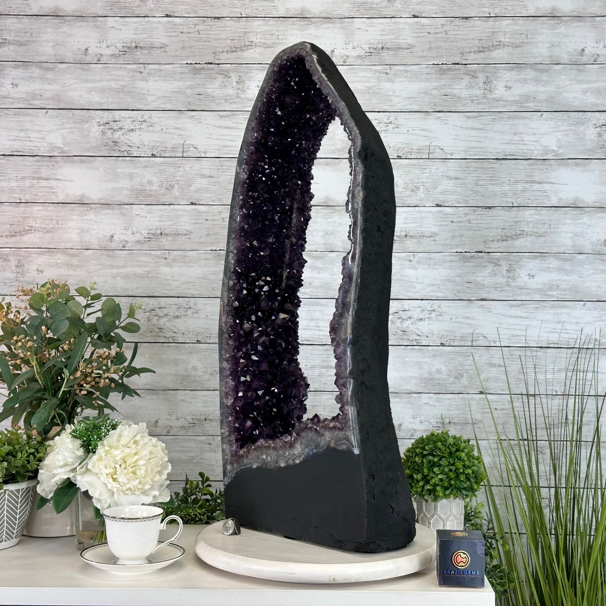 Extra Plus Quality Open 2 - Sided Amethyst Cathedral 72.8 lbs & 29.7" Tall #5605 - 0146 - Brazil GemsBrazil GemsExtra Plus Quality Open 2 - Sided Amethyst Cathedral 72.8 lbs & 29.7" Tall #5605 - 0146Open 2 - Sided Cathedrals5605 - 0146