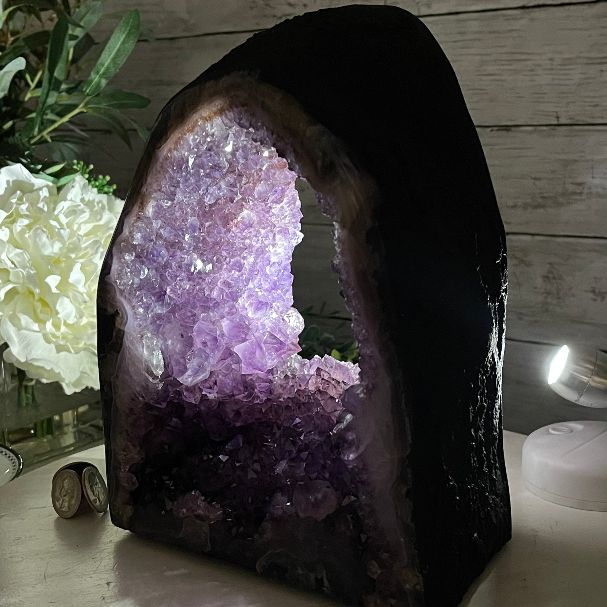Extra Plus Quality Open 2-Sided Brazilian Amethyst Cathedral, 12.5 lbs, 9.5" tall, #5605-0083 by Brazil Gems - Brazil GemsBrazil GemsExtra Plus Quality Open 2-Sided Brazilian Amethyst Cathedral, 12.5 lbs, 9.5" tall, #5605-0083 by Brazil GemsOpen 2-Sided Cathedrals5605-0083