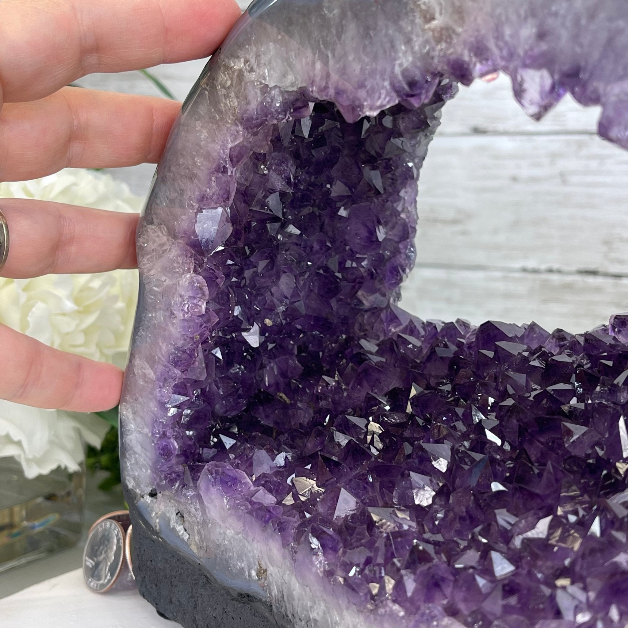 Extra Plus Quality Open 2-Sided Brazilian Amethyst Cathedral, 16.8 lbs, 10.2" tall, #5605-0085 by Brazil Gems - Brazil GemsBrazil GemsExtra Plus Quality Open 2-Sided Brazilian Amethyst Cathedral, 16.8 lbs, 10.2" tall, #5605-0085 by Brazil GemsOpen 2-Sided Cathedrals5605-0085