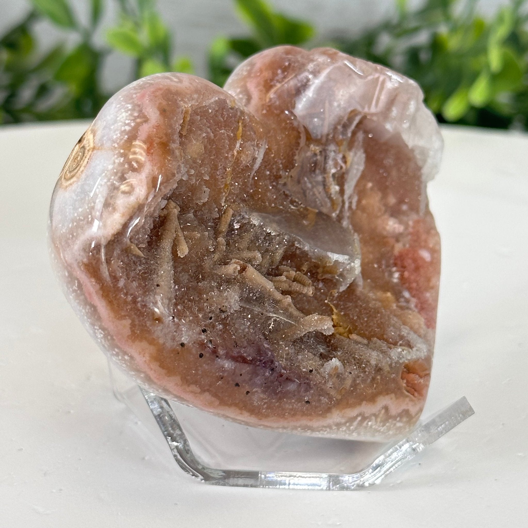 Extra Plus Quality Pink Amethyst Heart Geode on an Acrylic Stand, 0.37 lbs & 2.5" Tall #5462PK-001 by Brazil Gems - Brazil GemsBrazil GemsExtra Plus Quality Pink Amethyst Heart Geode on an Acrylic Stand, 0.37 lbs & 2.5" Tall #5462PK-001 by Brazil GemsHearts5462PK-001