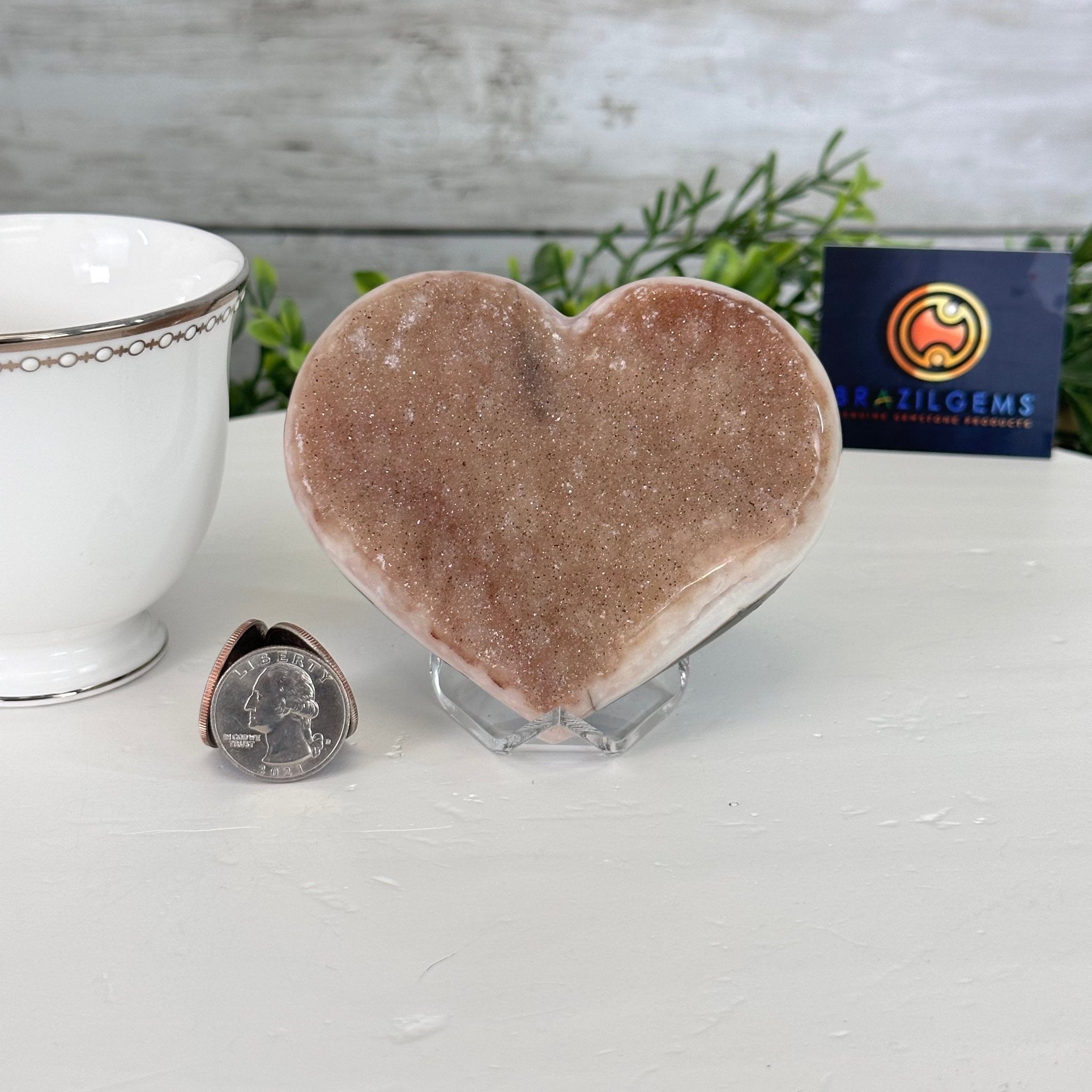 Extra Plus Quality Pink Amethyst Heart Geode on an Acrylic Stand, 0.98 lbs & 3" Tall #5462-0053 by Brazil Gems - Brazil GemsBrazil GemsExtra Plus Quality Pink Amethyst Heart Geode on an Acrylic Stand, 0.98 lbs & 3" Tall #5462-0053 by Brazil GemsHearts5462-0053