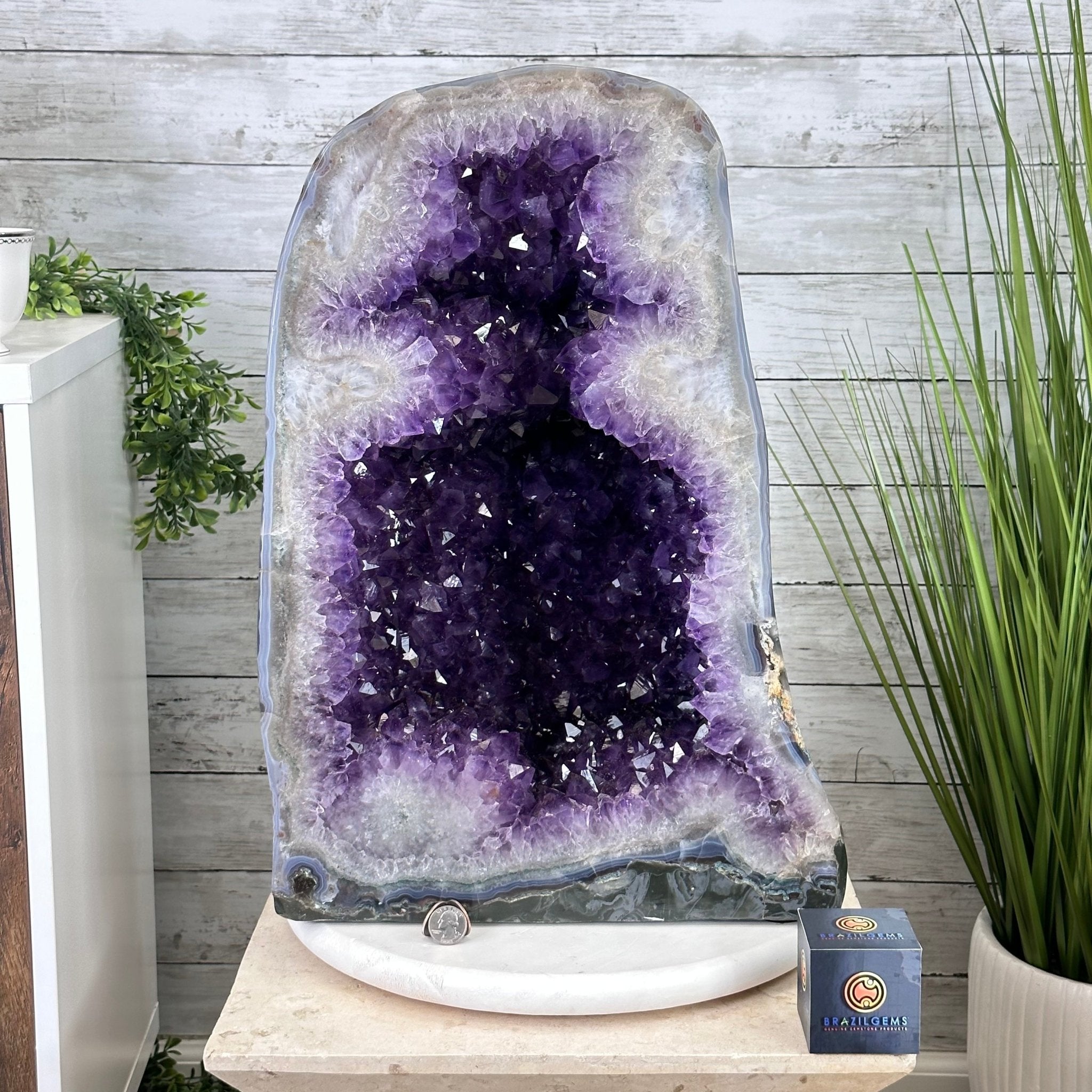 Extra Plus Quality Polished Brazilian Amethyst Cathedral, 103.1 lbs & 19.5" tall Model #5602-0060 by Brazil Gems - Brazil GemsBrazil GemsExtra Plus Quality Polished Brazilian Amethyst Cathedral, 103.1 lbs & 19.5" tall Model #5602-0060 by Brazil GemsPolished Cathedrals5602-0060