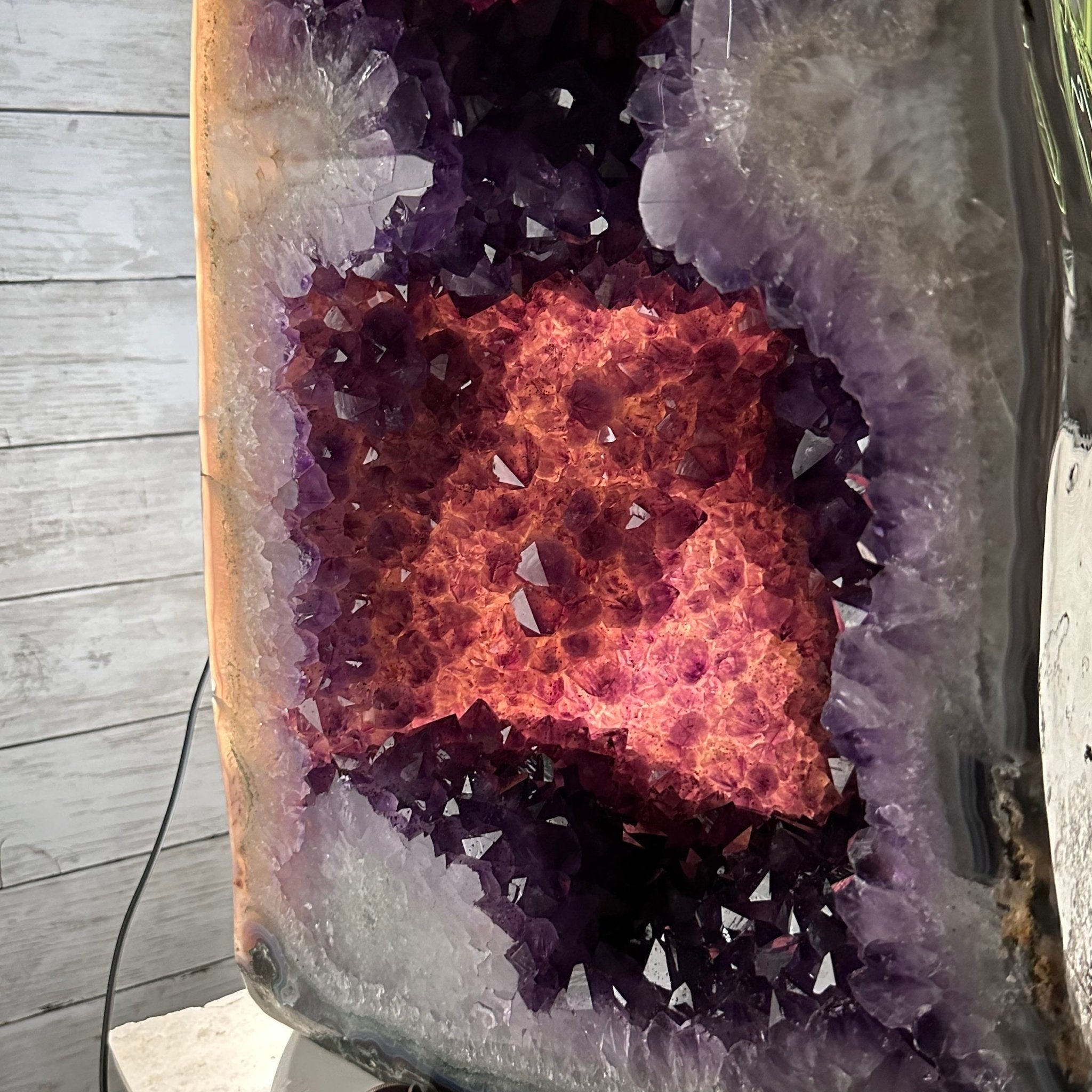 Extra Plus Quality Polished Brazilian Amethyst Cathedral, 103.1 lbs & 19.5" tall Model #5602-0060 by Brazil Gems - Brazil GemsBrazil GemsExtra Plus Quality Polished Brazilian Amethyst Cathedral, 103.1 lbs & 19.5" tall Model #5602-0060 by Brazil GemsPolished Cathedrals5602-0060