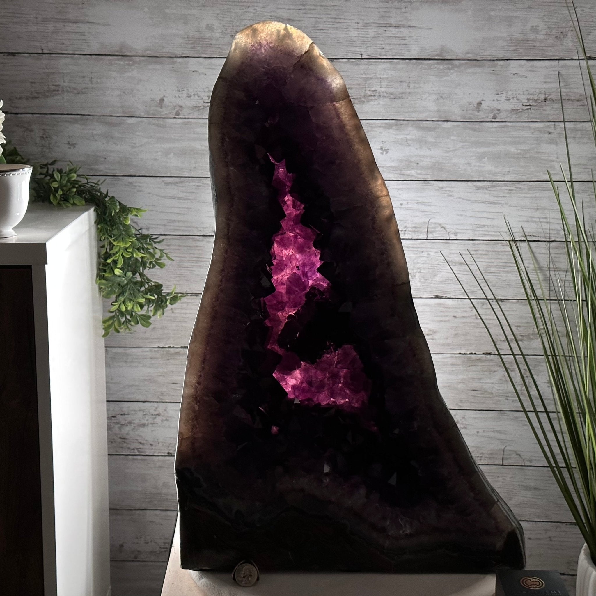 Extra Plus Quality Polished Brazilian Amethyst Cathedral, 103.7 lbs & 23" tall Model #5602-0061 by Brazil Gems - Brazil GemsBrazil GemsExtra Plus Quality Polished Brazilian Amethyst Cathedral, 103.7 lbs & 23" tall Model #5602-0061 by Brazil GemsPolished Cathedrals5602-0061