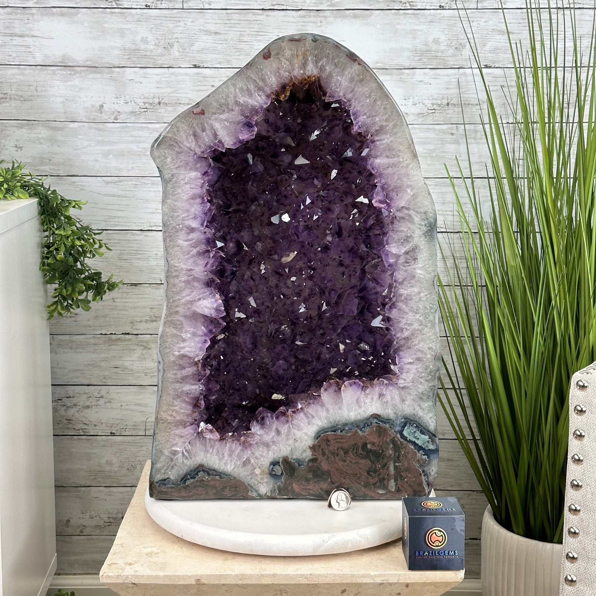 Extra Plus Quality Polished Brazilian Amethyst Cathedral, 112.2 lbs & 22.7" tall Model #5602-0010 by Brazil Gems - Brazil GemsBrazil GemsExtra Plus Quality Polished Brazilian Amethyst Cathedral, 112.2 lbs & 22.7" tall Model #5602-0010 by Brazil GemsPolished Cathedrals5602-0010