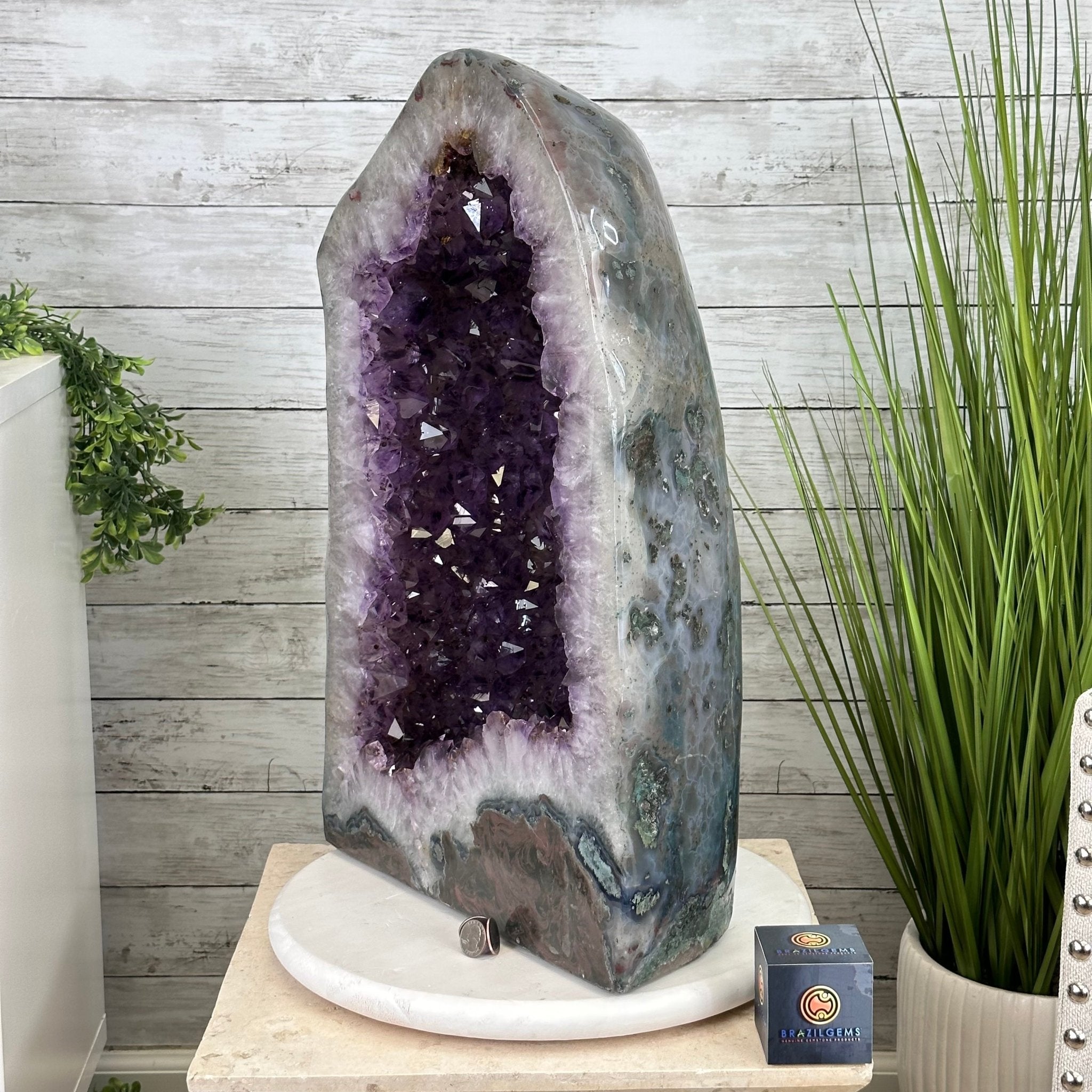 Extra Plus Quality Polished Brazilian Amethyst Cathedral, 112.2 lbs & 22.7" tall Model #5602-0010 by Brazil Gems - Brazil GemsBrazil GemsExtra Plus Quality Polished Brazilian Amethyst Cathedral, 112.2 lbs & 22.7" tall Model #5602-0010 by Brazil GemsPolished Cathedrals5602-0010