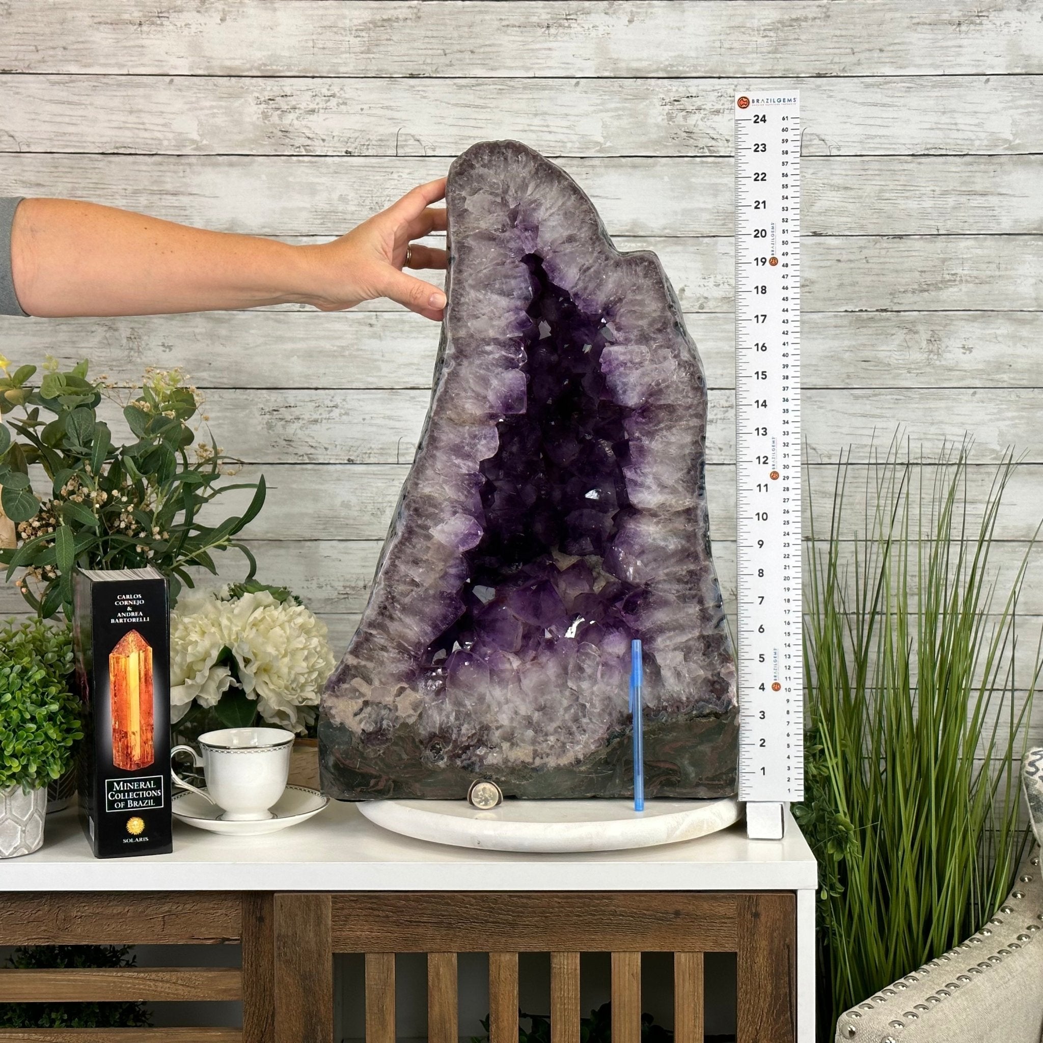 Extra Plus Quality Polished Brazilian Amethyst Cathedral, 114.2 lbs & 23" tall Model #5602-0166 by Brazil Gems - Brazil GemsBrazil GemsExtra Plus Quality Polished Brazilian Amethyst Cathedral, 114.2 lbs & 23" tall Model #5602-0166 by Brazil GemsPolished Cathedrals5602-0166