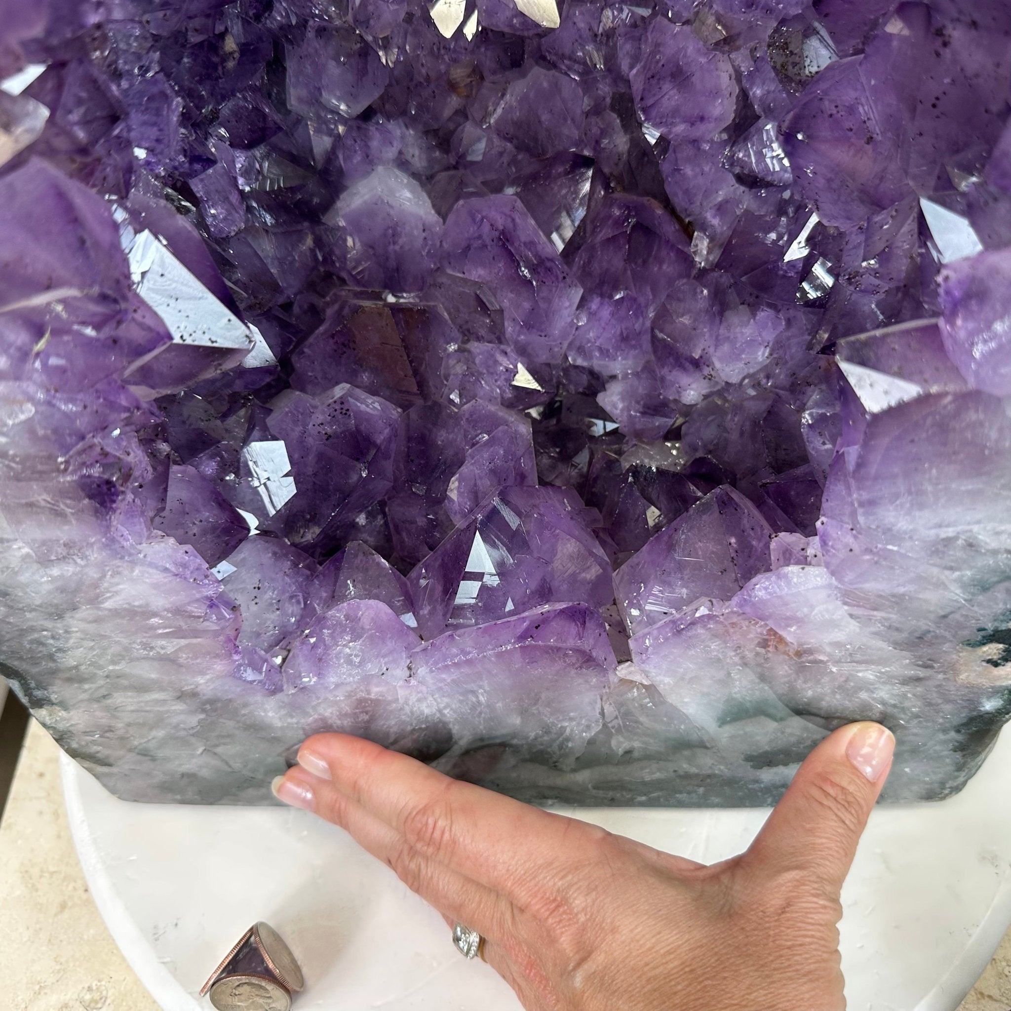 Extra Plus Quality Polished Brazilian Amethyst Cathedral, 115.9 lbs & 26.25" tall Model #5602-0065 by Brazil Gems - Brazil GemsBrazil GemsExtra Plus Quality Polished Brazilian Amethyst Cathedral, 115.9 lbs & 26.25" tall Model #5602-0065 by Brazil GemsPolished Cathedrals5602-0065
