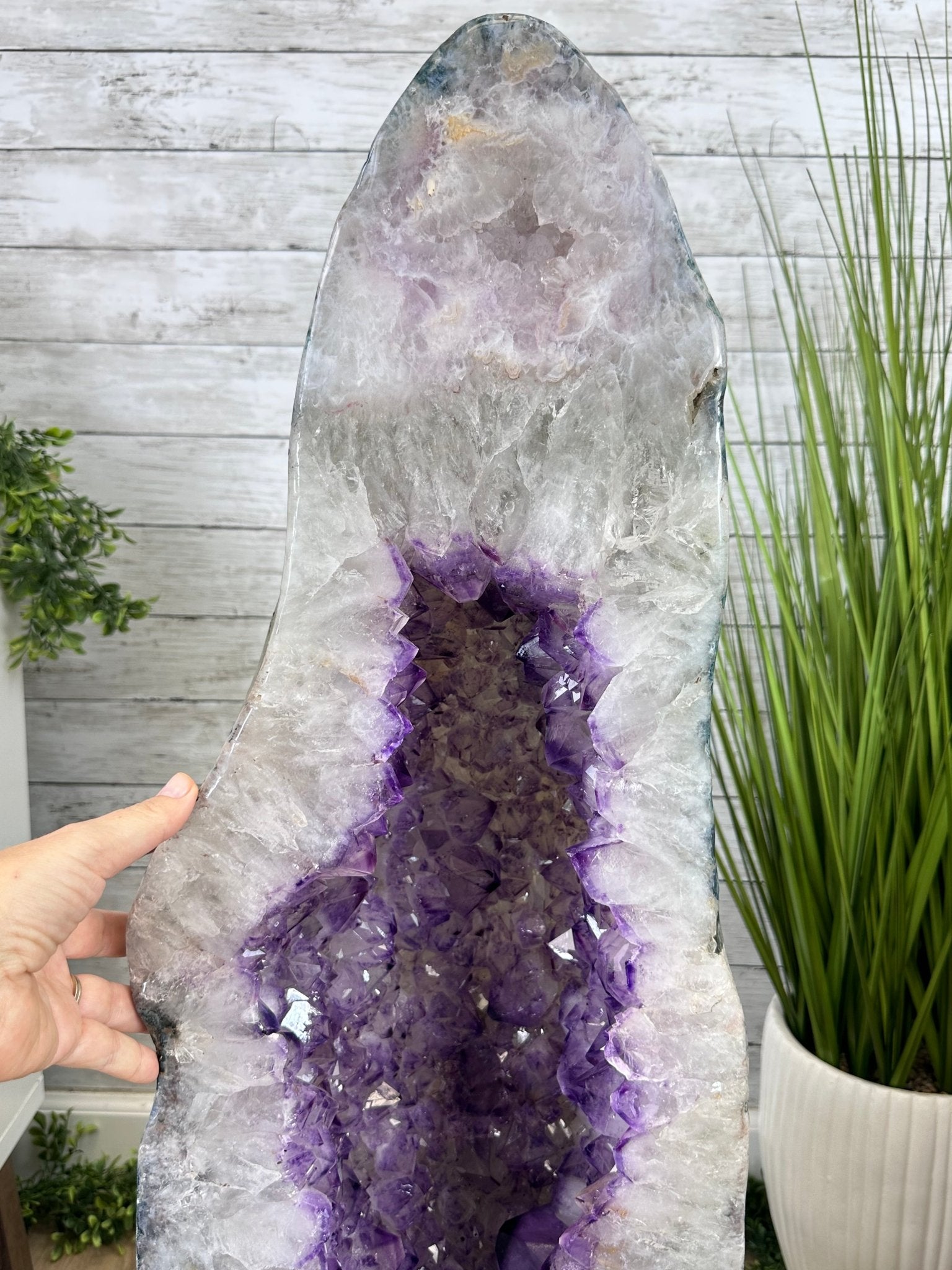 Extra Plus Quality Polished Brazilian Amethyst Cathedral, 148.2 lbs & 37.5" tall Model #5602-0183 by Brazil Gems - Brazil GemsBrazil GemsExtra Plus Quality Polished Brazilian Amethyst Cathedral, 148.2 lbs & 37.5" tall Model #5602-0183 by Brazil GemsPolished Cathedrals5602-0183