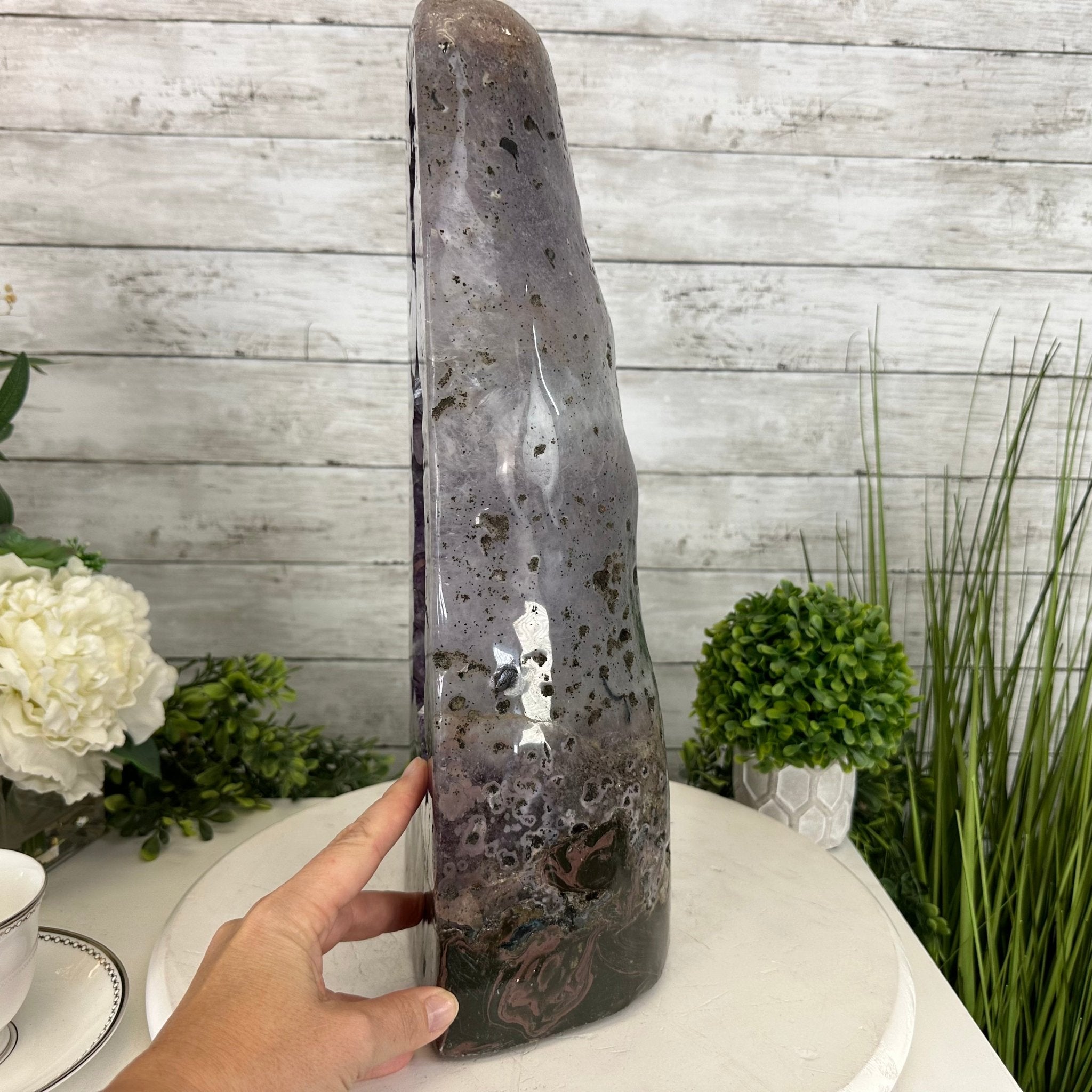 Extra Plus Quality Polished Brazilian Amethyst Cathedral, 27.8 lbs & 17.1" tall Model #5602-0156 by Brazil Gems - Brazil GemsBrazil GemsExtra Plus Quality Polished Brazilian Amethyst Cathedral, 27.8 lbs & 17.1" tall Model #5602-0156 by Brazil GemsPolished Cathedrals5602-0156