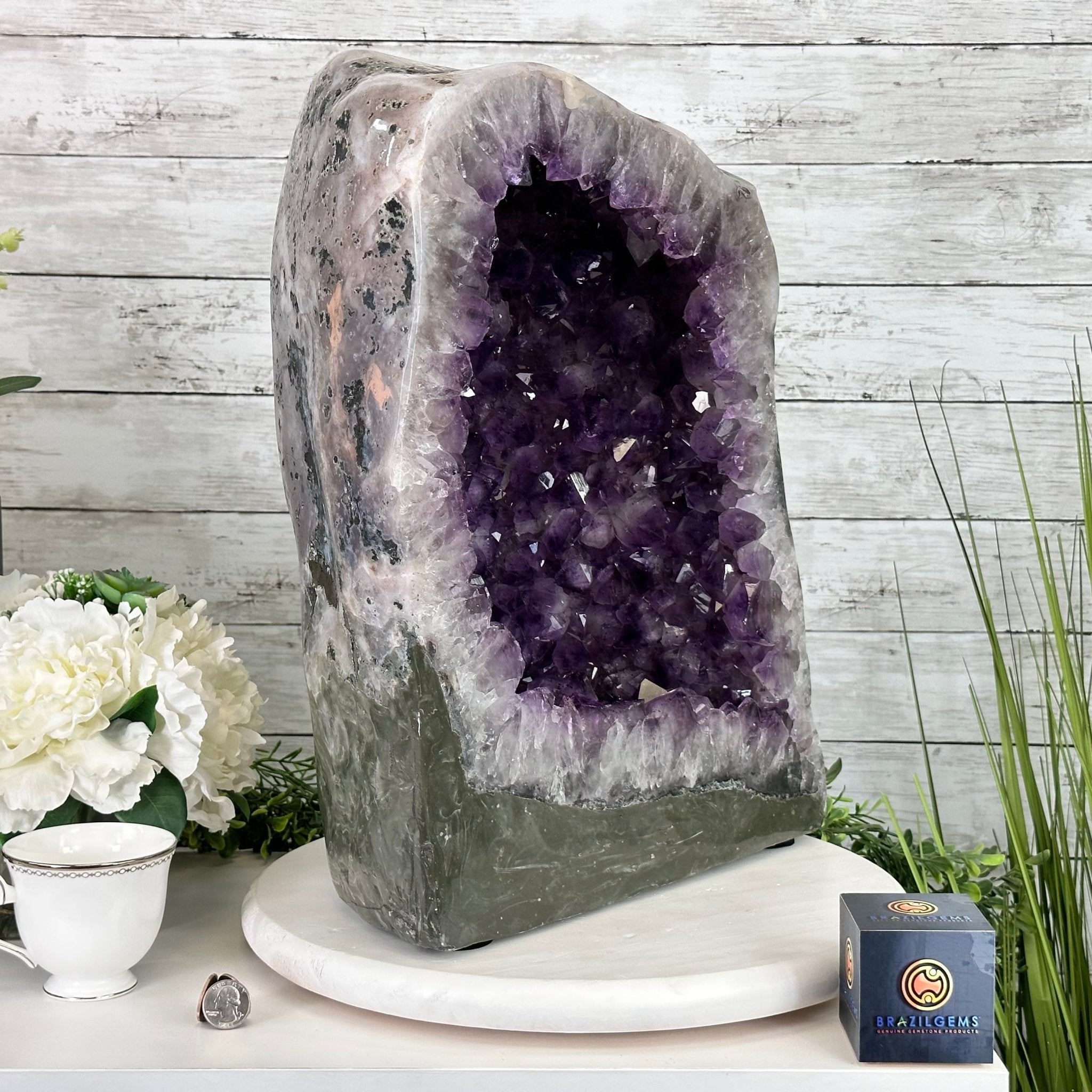Extra Plus Quality Polished Brazilian Amethyst Cathedral, 78.9 lbs & 18.25" tall Model #5602-0179 by Brazil Gems - Brazil GemsBrazil GemsExtra Plus Quality Polished Brazilian Amethyst Cathedral, 78.9 lbs & 18.25" tall Model #5602-0179 by Brazil GemsPolished Cathedrals5602-0179